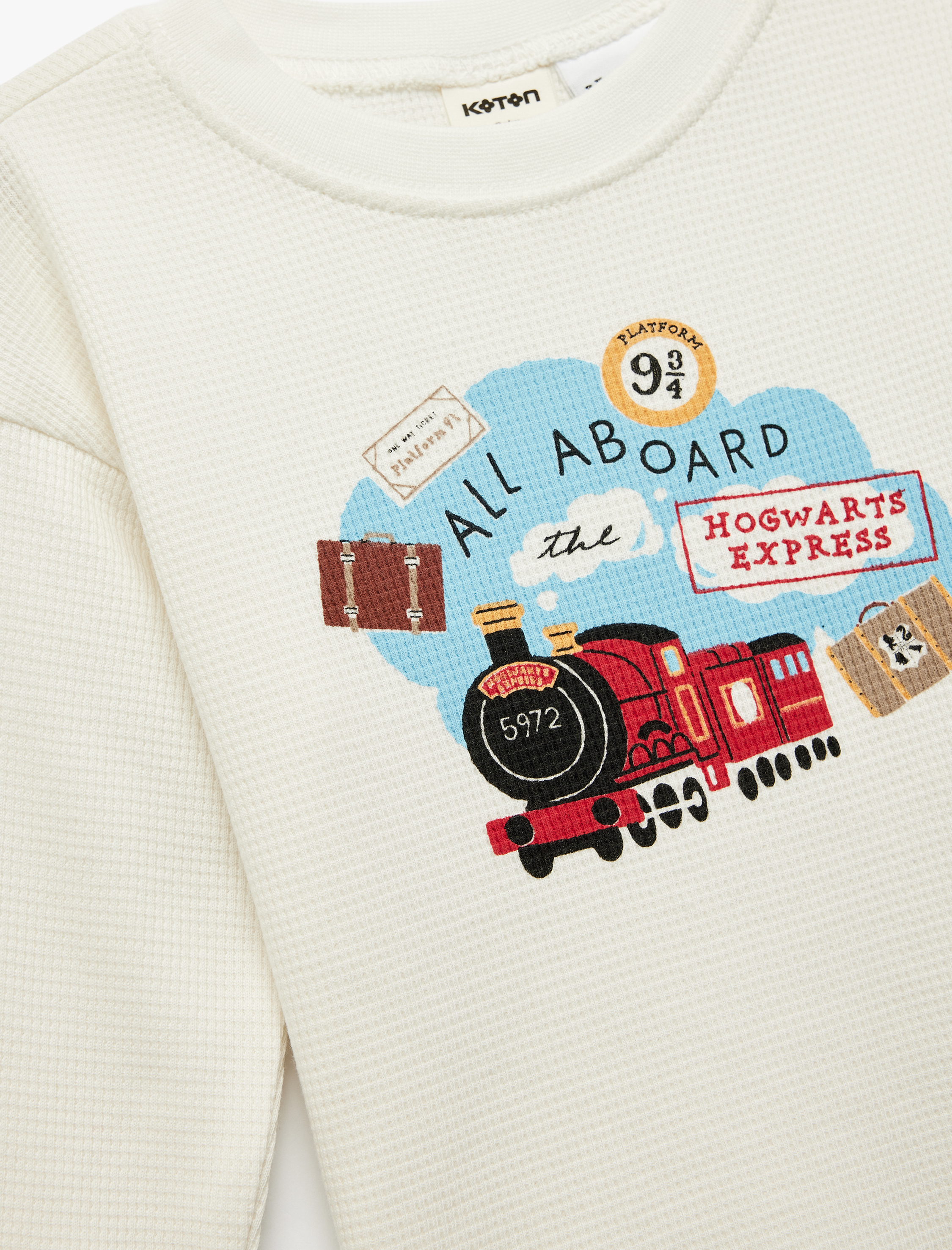  Erkek Bebek Harry Potter Baskılı Uzun Kollu Bisiklet Yaka Lisanslı Oversize Tişört