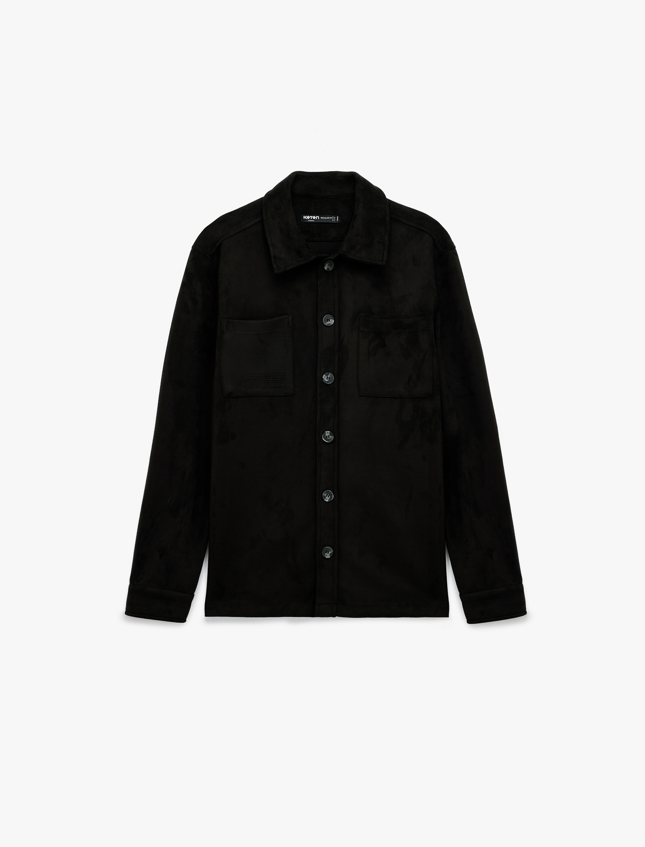 Regular Fit Uzun Kollu Cep Detaylı Klasik Yaka Suni Süet Gömlek