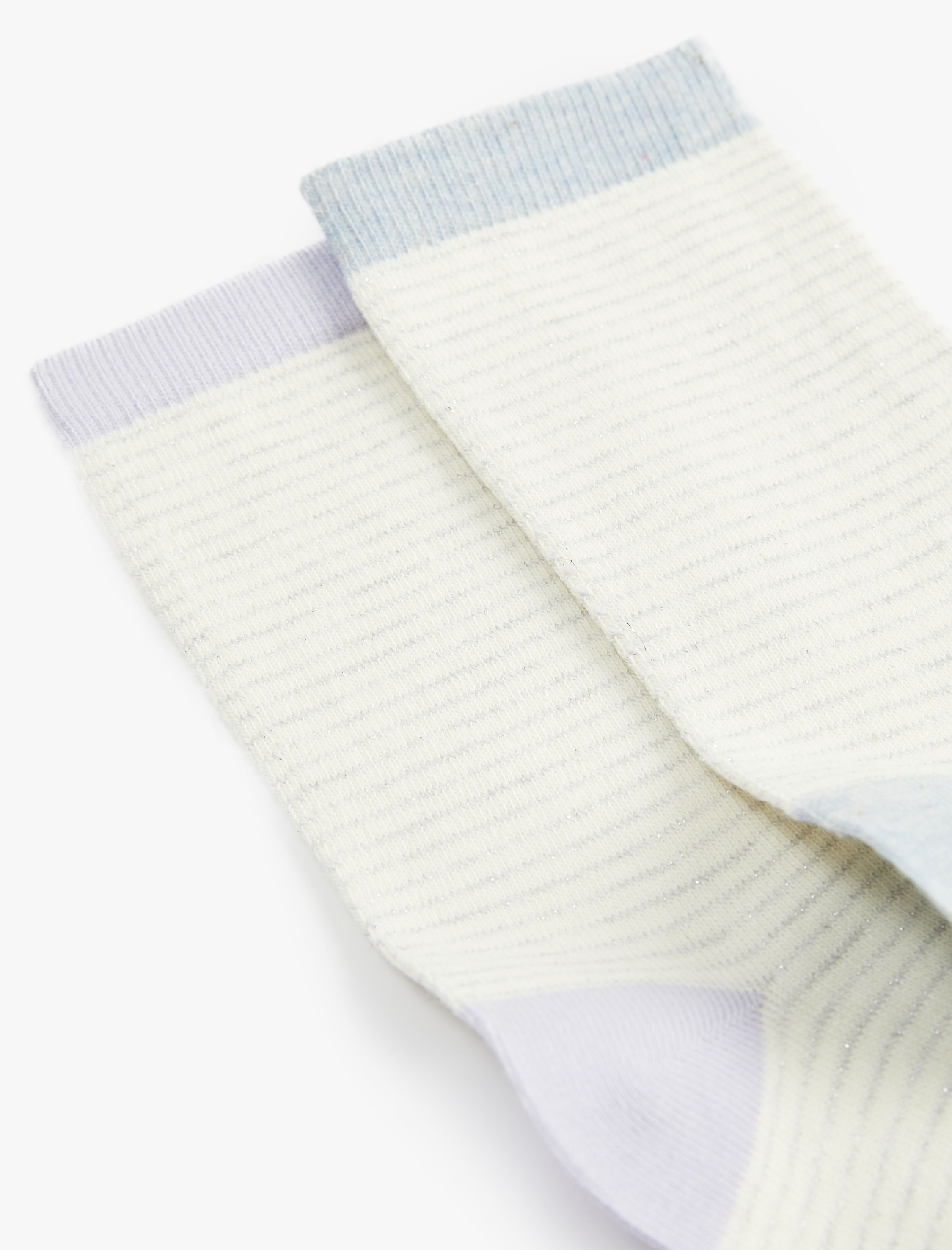  Kadın Çizgili 2'li Soket Çorap Seti