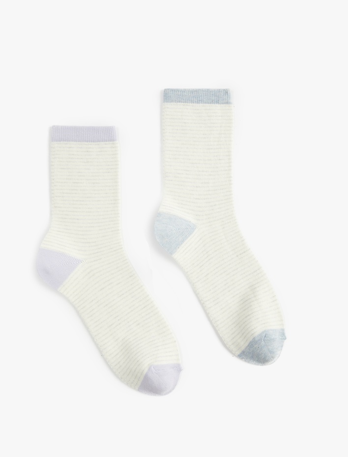 Kadın Çizgili 2'li Soket Çorap Seti