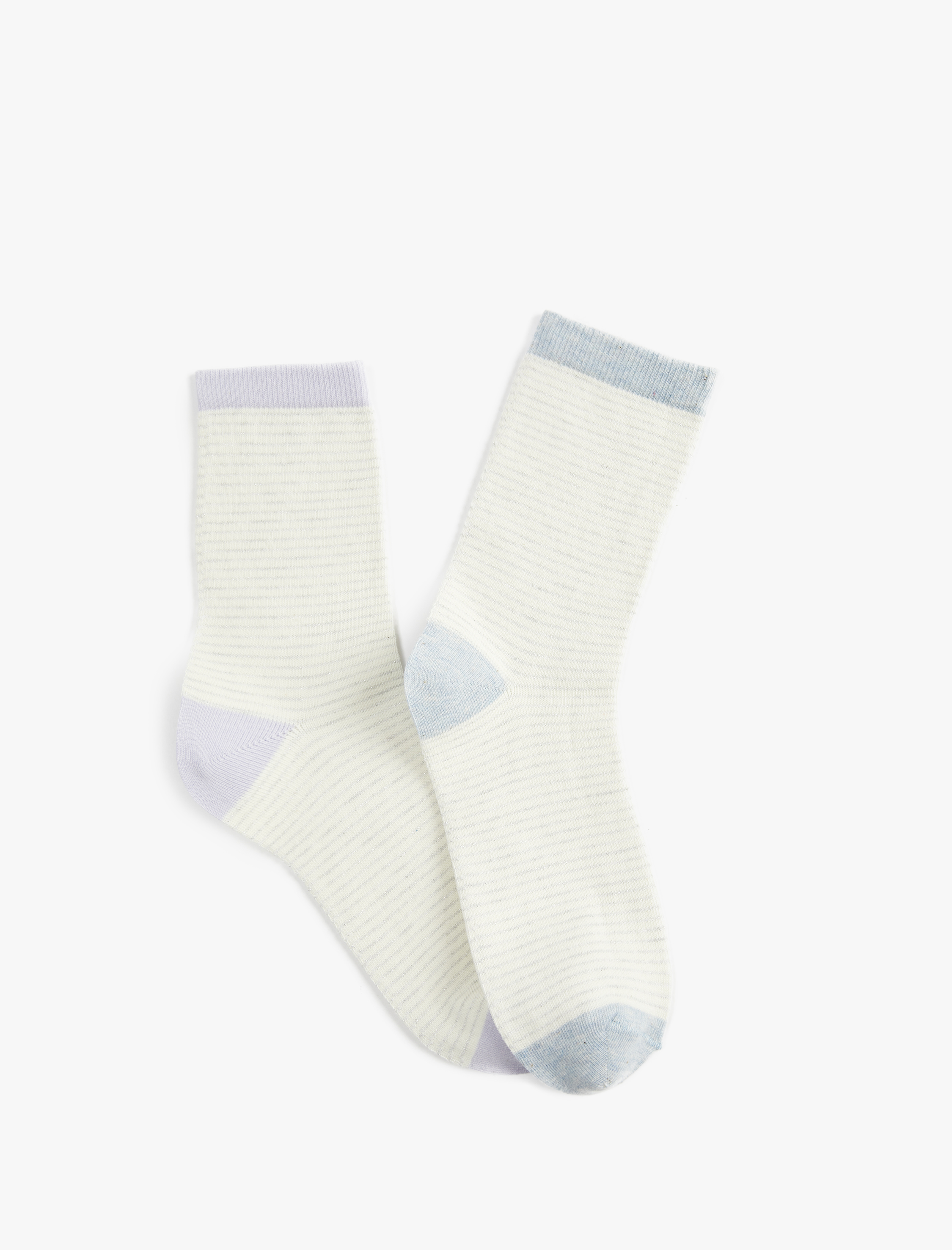  Kadın Çizgili 2'li Soket Çorap Seti