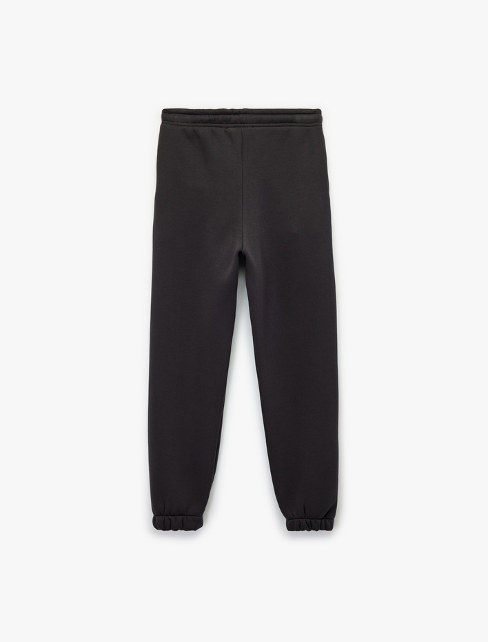  Baskılı Beli Bağcıklı Rahat Kalıp Jogger Eşofman Altı