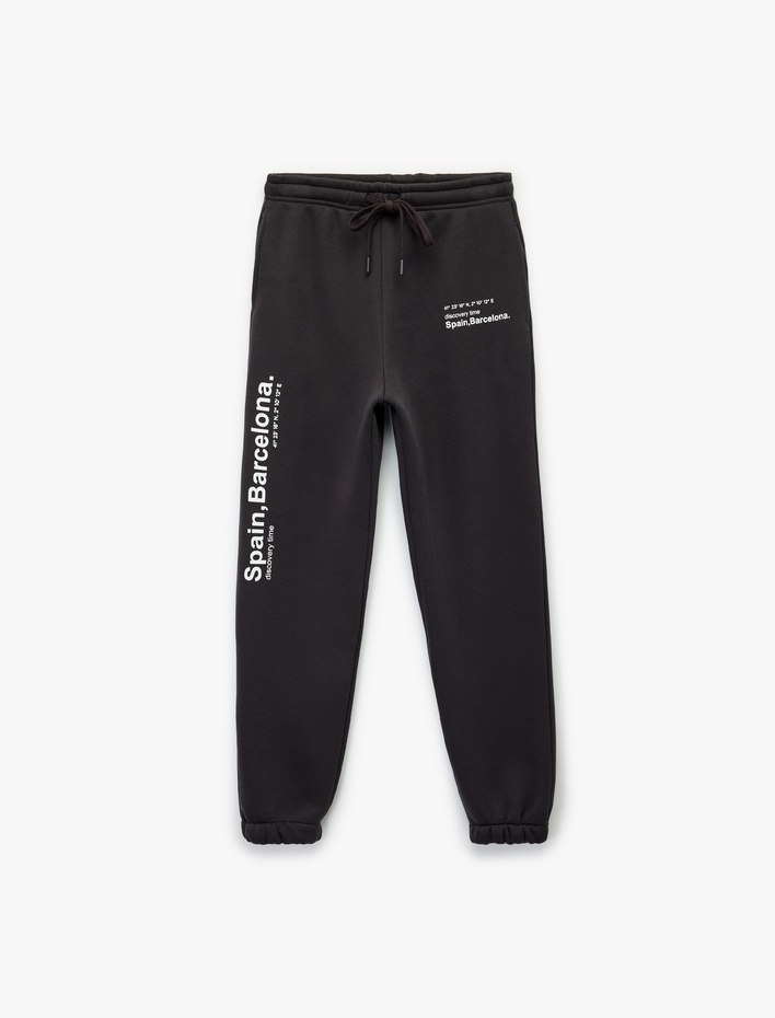  Baskılı Beli Bağcıklı Rahat Kalıp Jogger Eşofman Altı