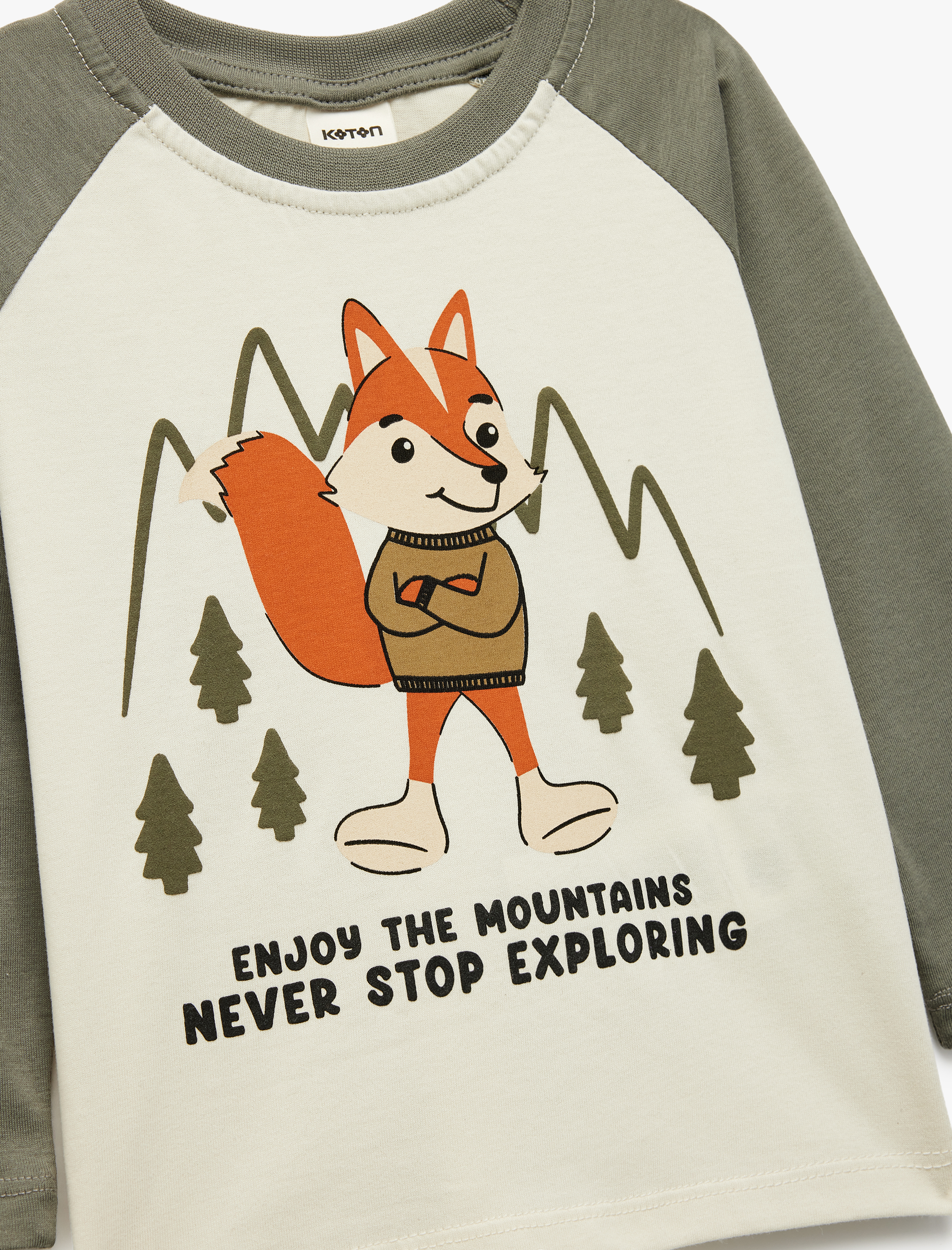  Erkek Bebek Uzun Kollu Bisiklet Yaka Baskılı Pamuklu Tişört