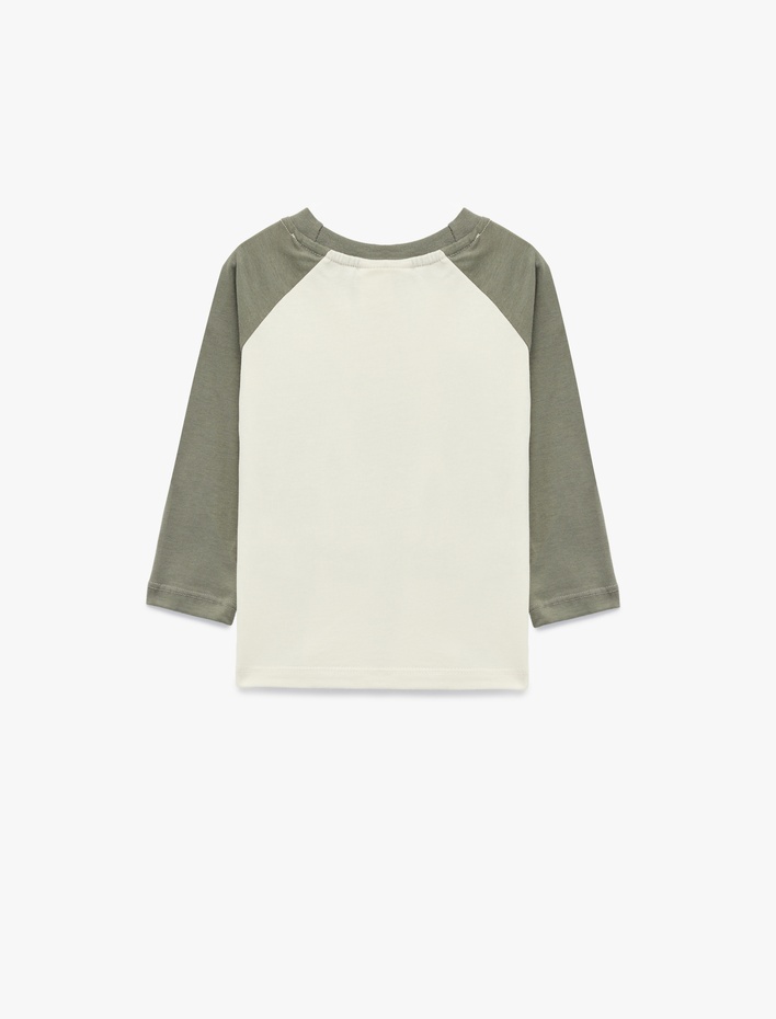 Erkek Bebek Uzun Kollu Bisiklet Yaka Baskılı Pamuklu Tişört