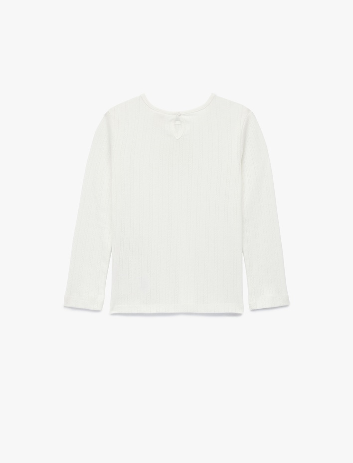 Kız Bebek Tavşan Baskılı Uzun Kollu Bisiklet Yaka Tişört