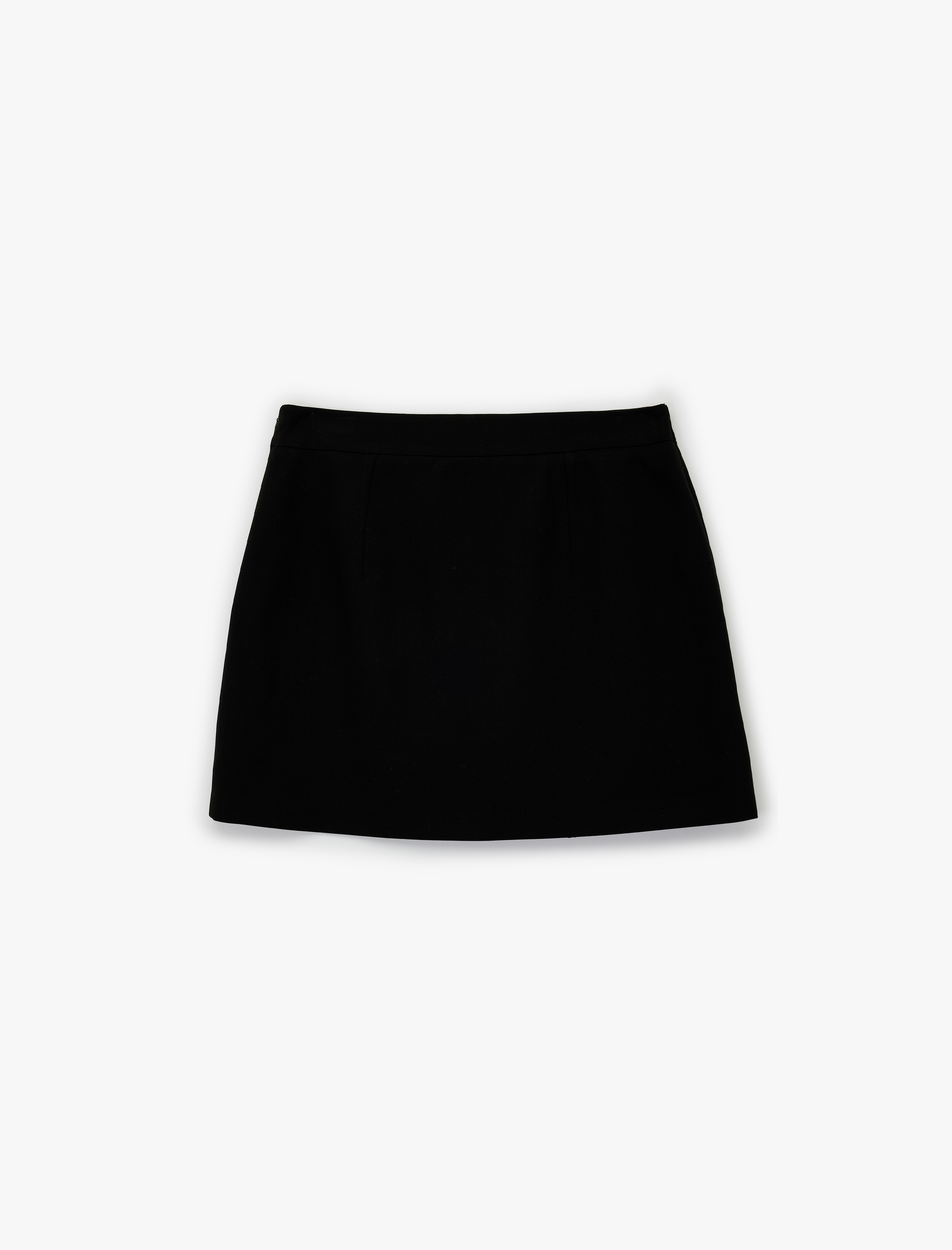   Viskon Karışımlı Düğmeli Slim Fit Kruvaze Mini Etek