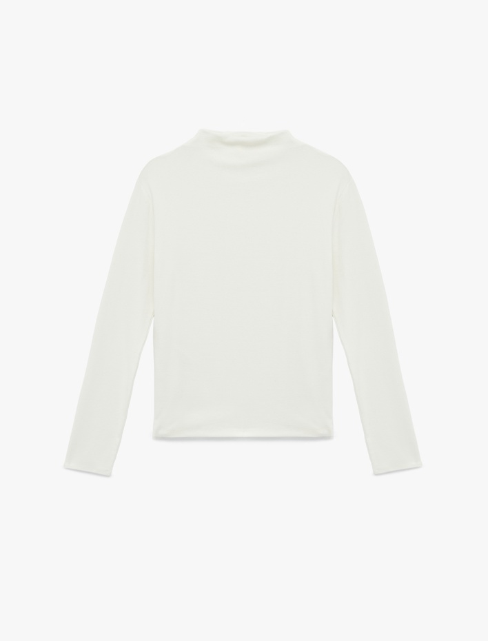  Slim Fit Pamuklu Yumuşak Dokulu Uzun Kollu Dik Yaka Tişört