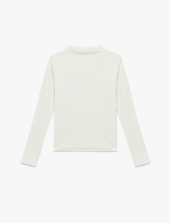  Slim Fit Pamuklu Yumuşak Dokulu Uzun Kollu Dik Yaka Tişört