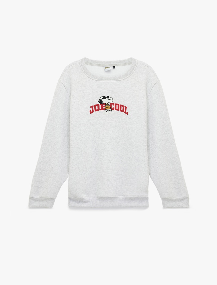  Uzun Kollu Bisiklet Yaka Lisanslı Snoopy Baskılı Sweatshirt