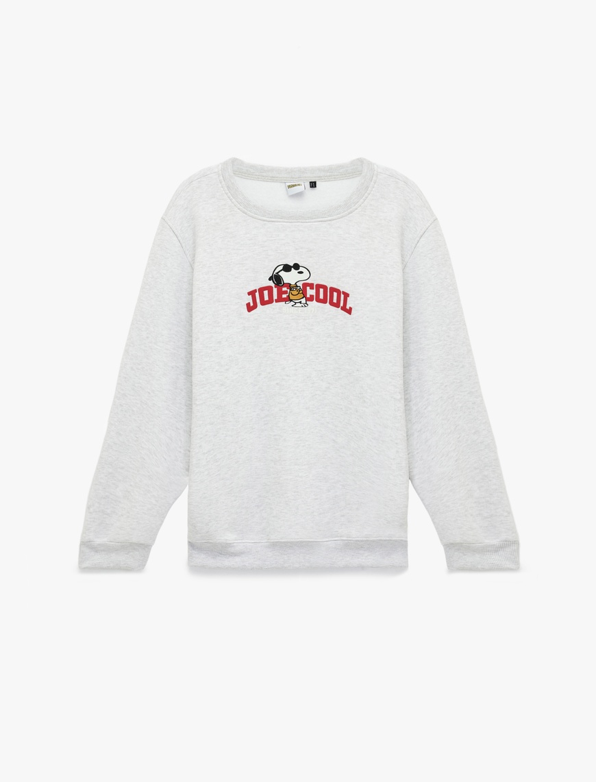   Uzun Kollu Bisiklet Yaka Lisanslı Snoopy Baskılı Sweatshirt