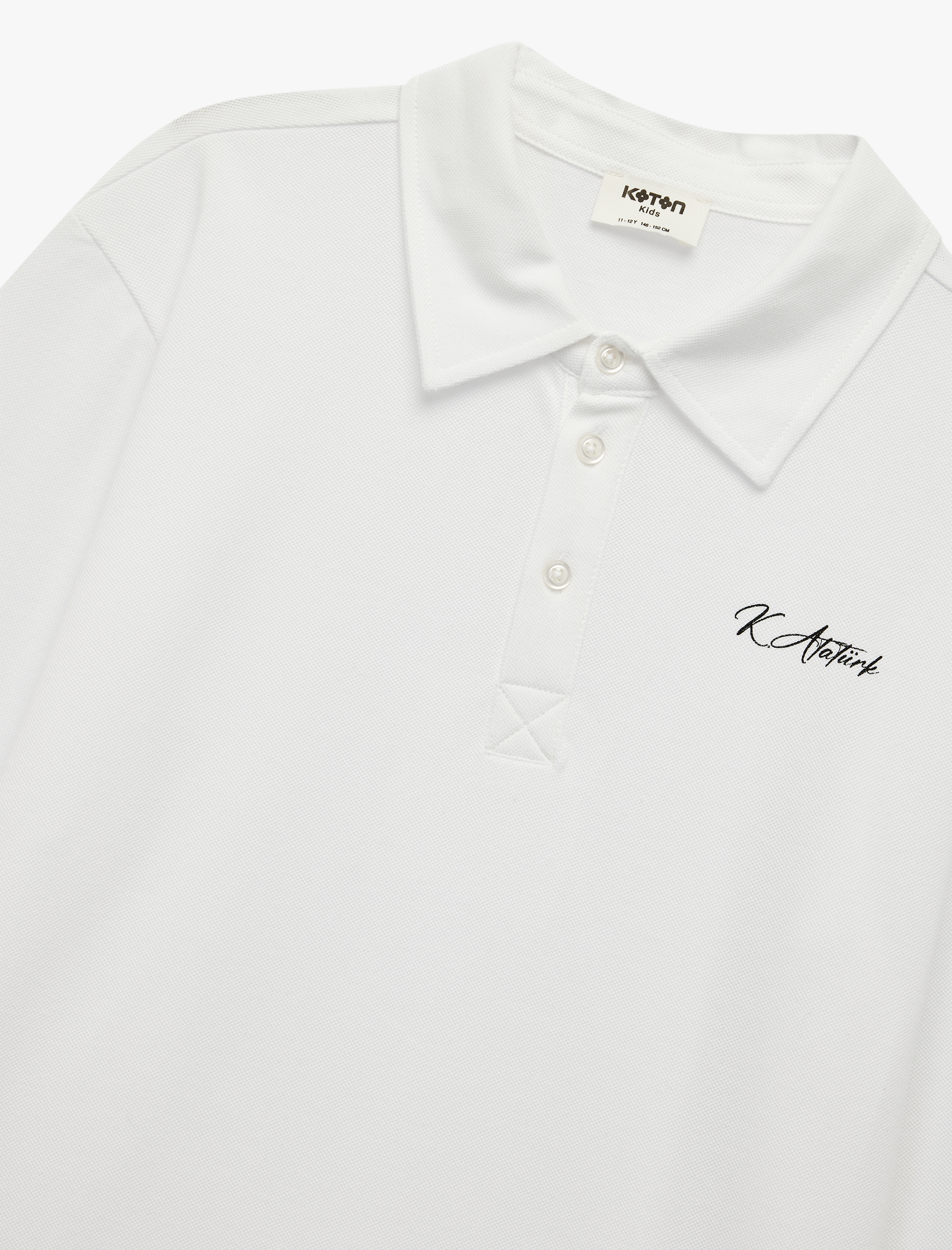  Erkek Çocuk Pamuklu Uzun Kollu Atatürk Baskılı Polo Yaka Tişört