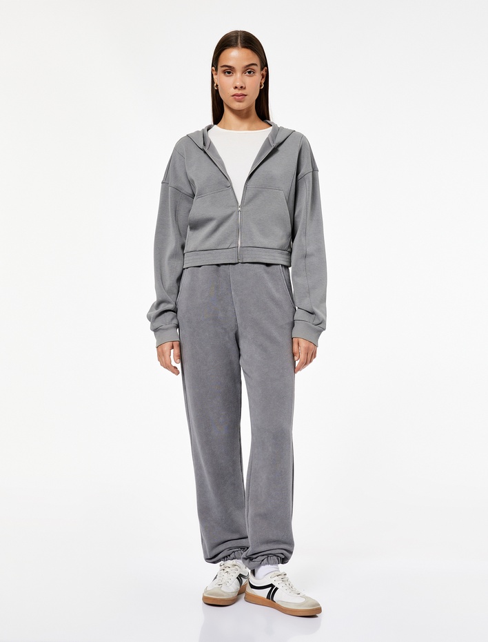  Şardonlu Cepli Beli Lastikli Yıkamalı Jogger Eşofman Altı