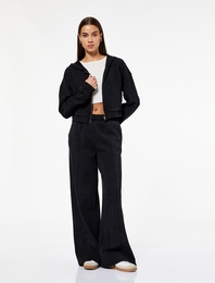 Şardonlu Rahat Kalıp Nervürlü Cepli Beli Lastikli Geniş Paça Eşofman Altı