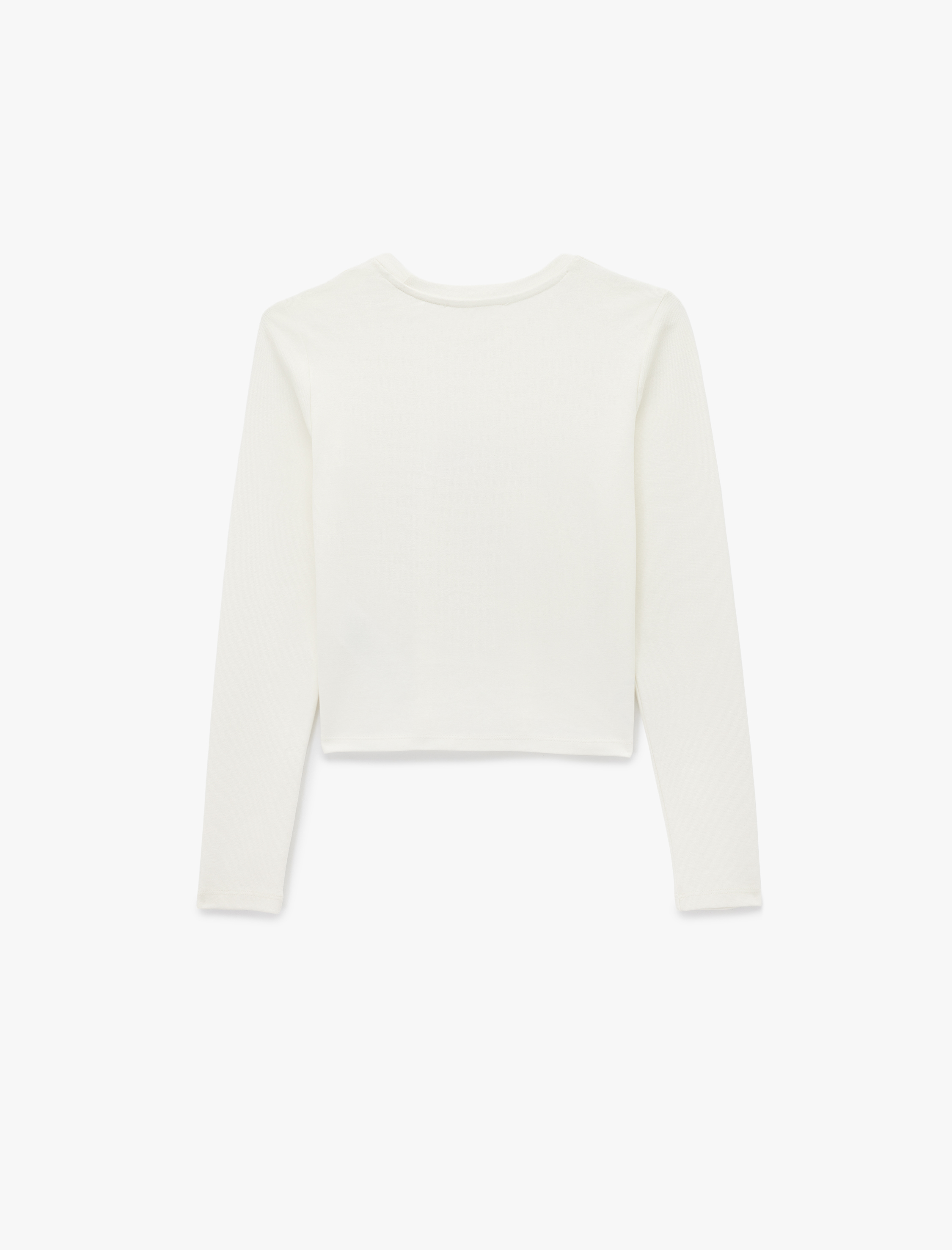 Pamuklu Slim Fit Uzun Kollu Bisiklet Yaka Yıldız İşlemeli Tişört