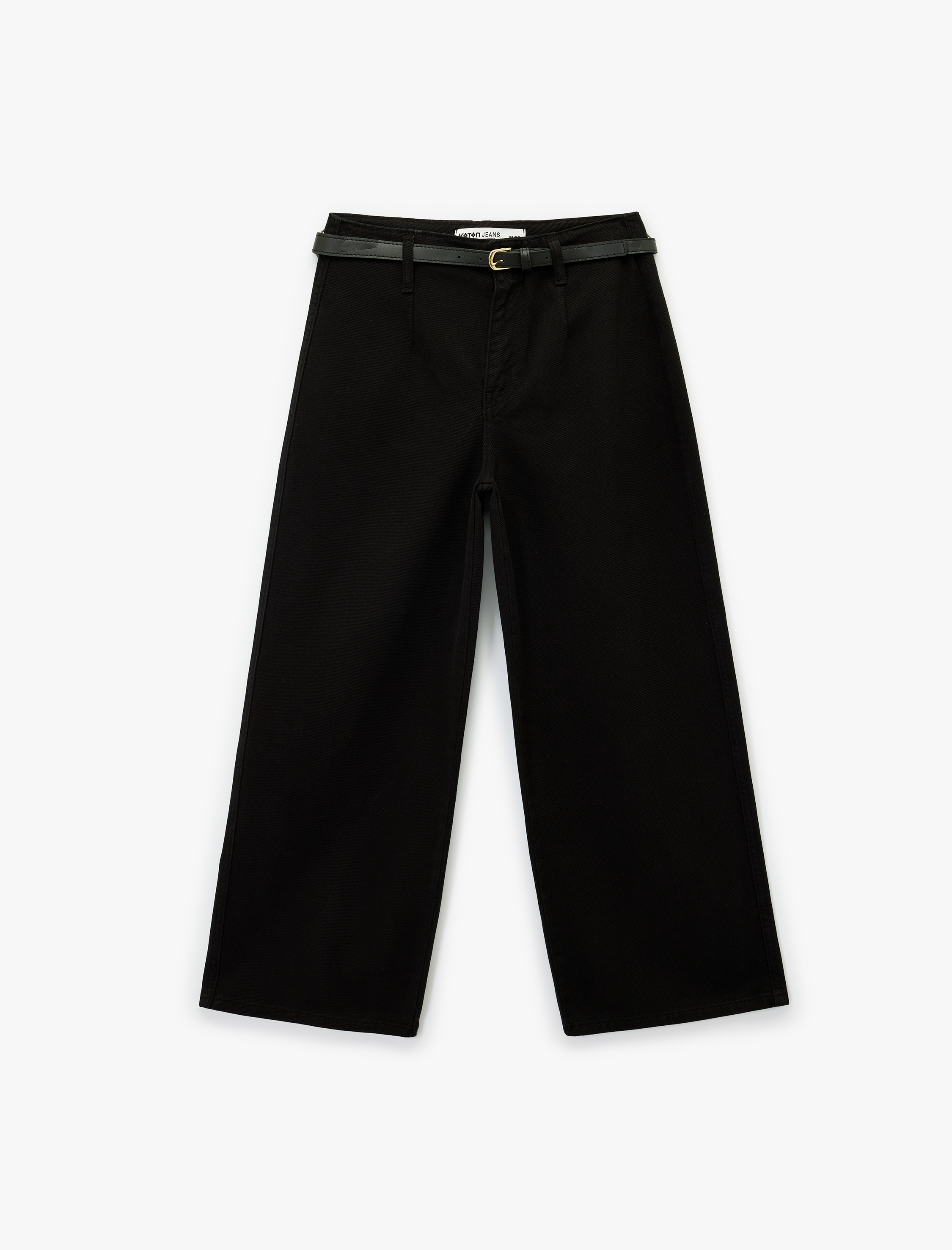   Pamuklu Cep Detaylı Düğmeli Kısa Geniş Paça Pantolon