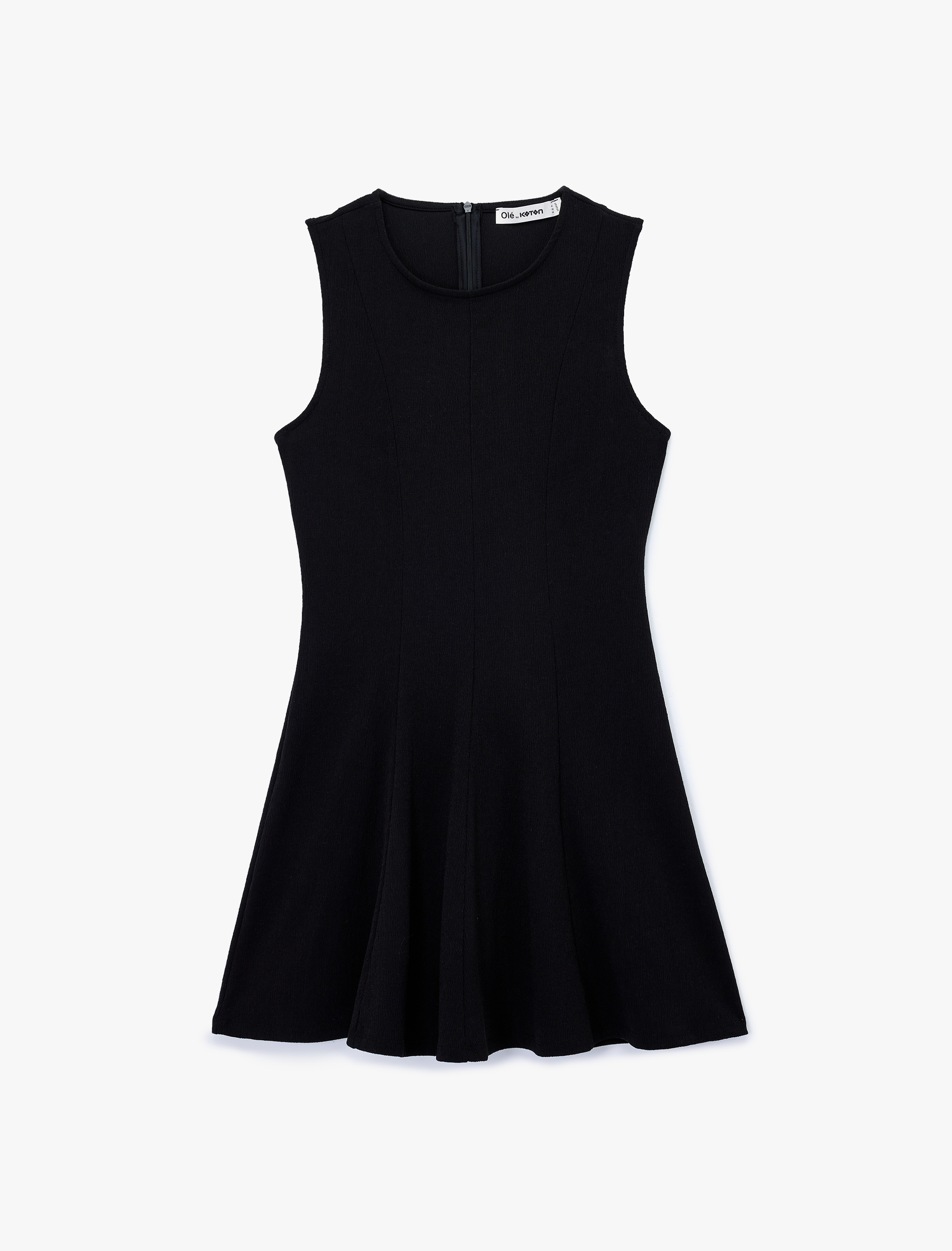   Slim Fit Kolsuz Bisiklet Yaka Mini Elbise