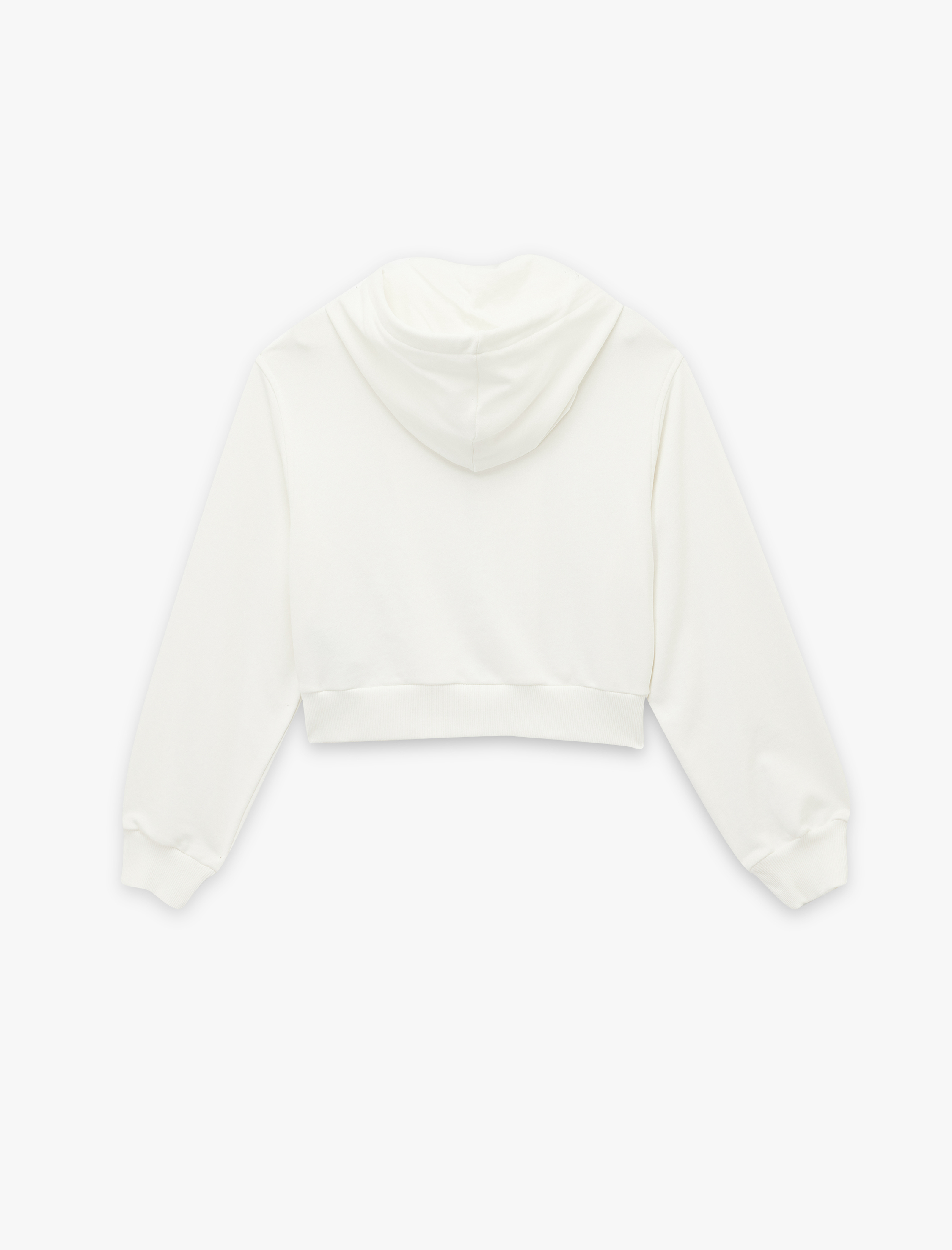   Rahat Kalıp Cep Detaylı Kapüşonlu Fermuarlı Crop Sweatshirt