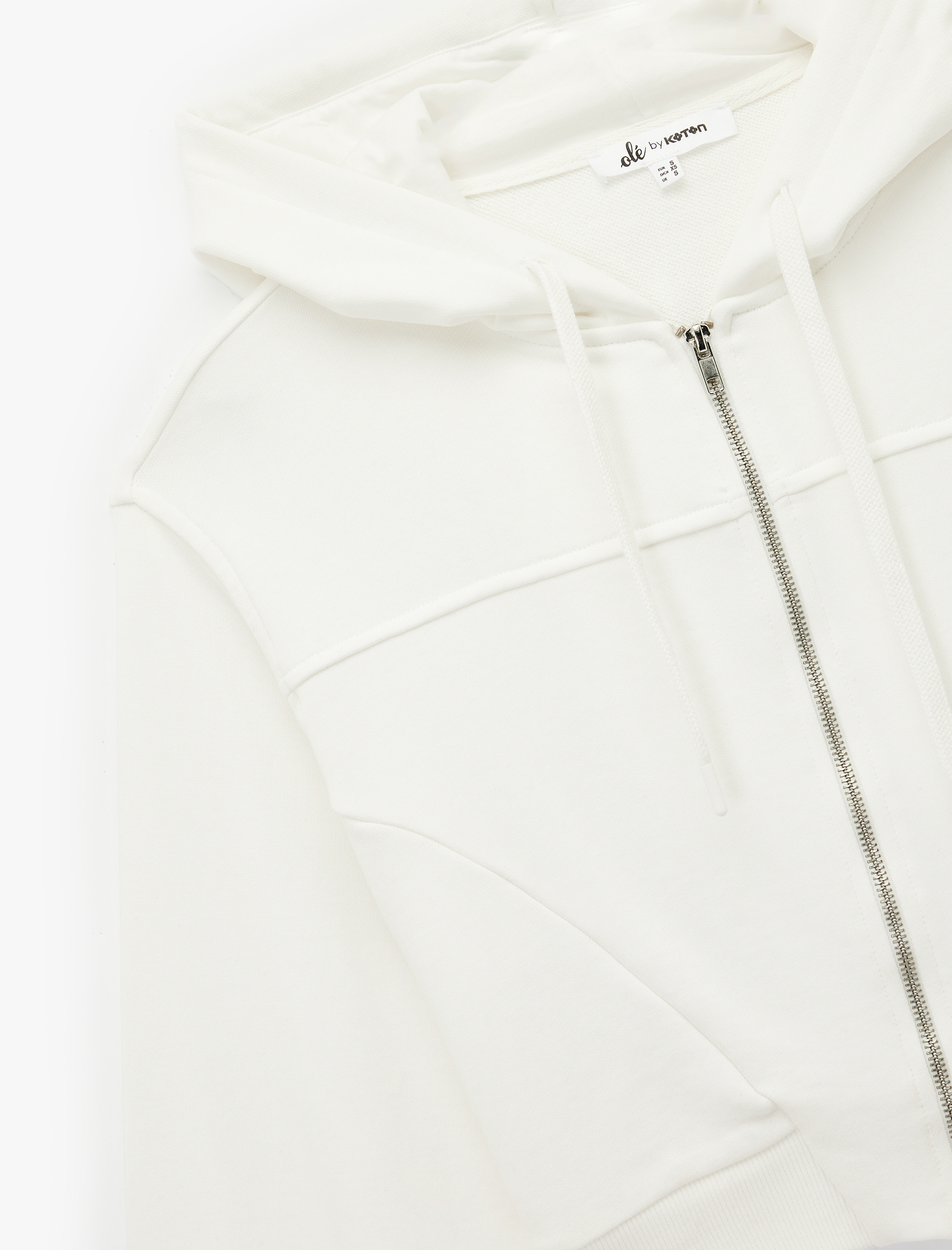   Rahat Kalıp Cep Detaylı Kapüşonlu Fermuarlı Crop Sweatshirt