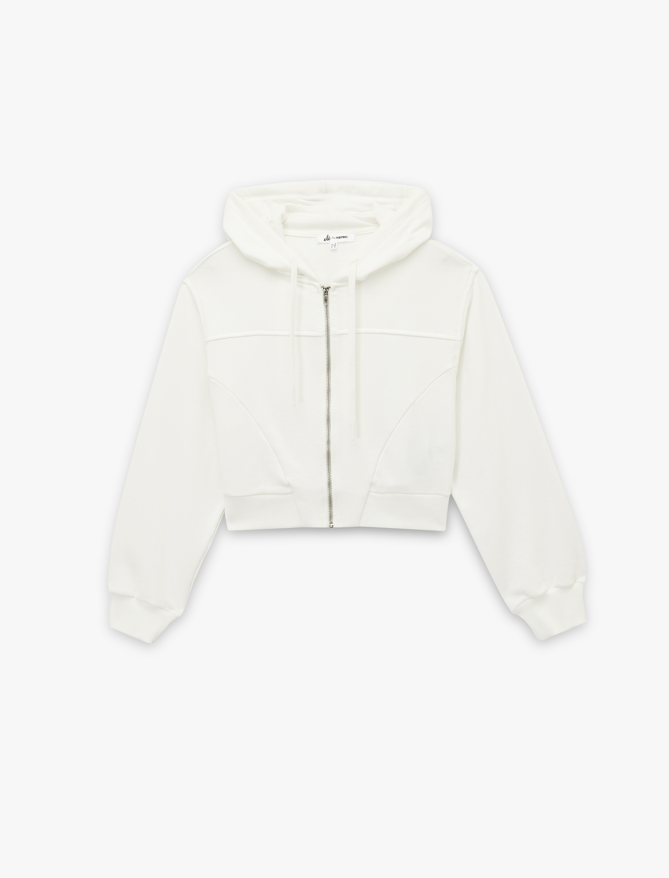   Rahat Kalıp Cep Detaylı Kapüşonlu Fermuarlı Crop Sweatshirt