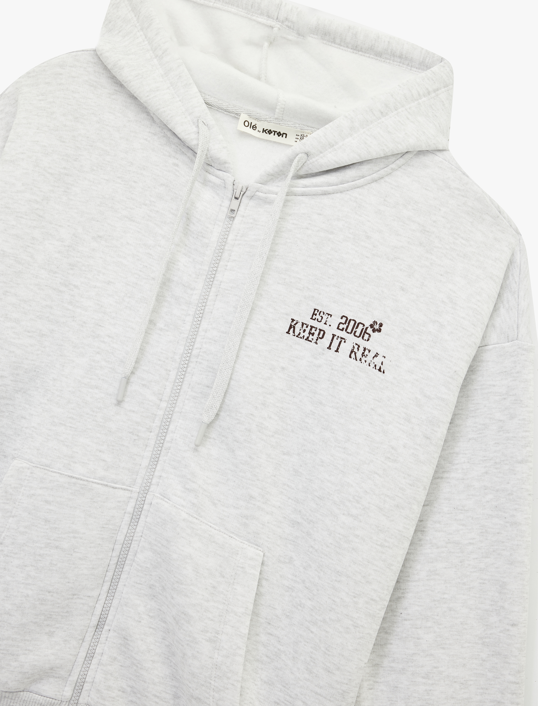   Fermuarlı Kapüşonlu Kanguru Cepli Arkası Baskılı Şardonlu Oversize Sweatshirt