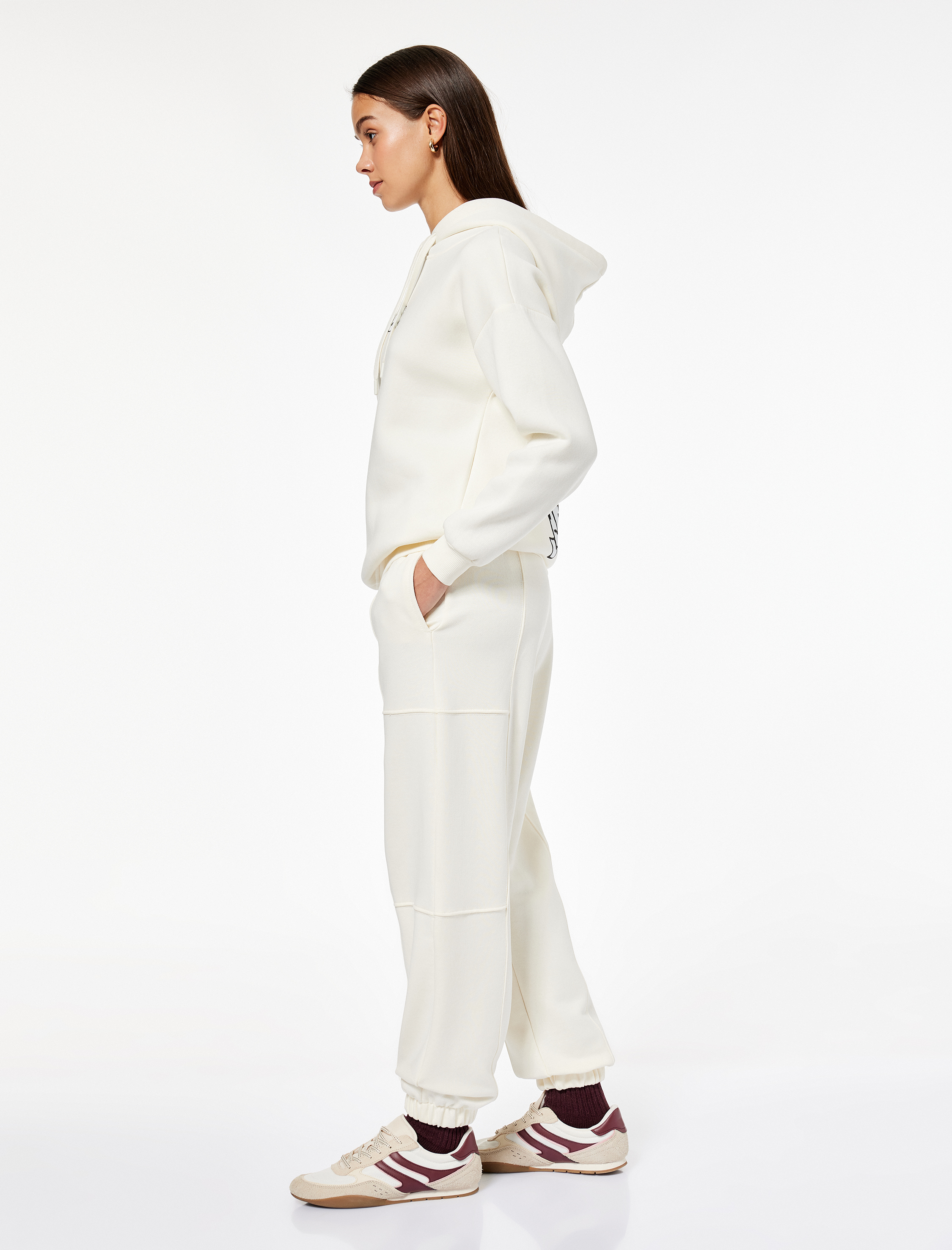   Pamuklu Yüksek Bel Dikiş Detaylı Cepli Jogger Eşofman Altı