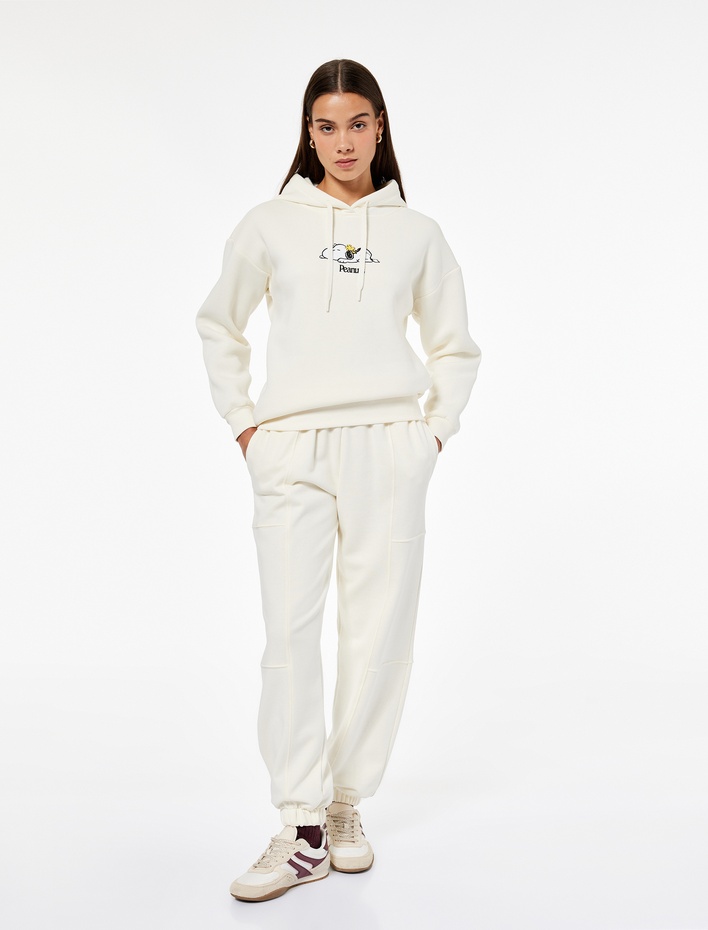  Pamuklu Yüksek Bel Dikiş Detaylı Cepli Jogger Eşofman Altı