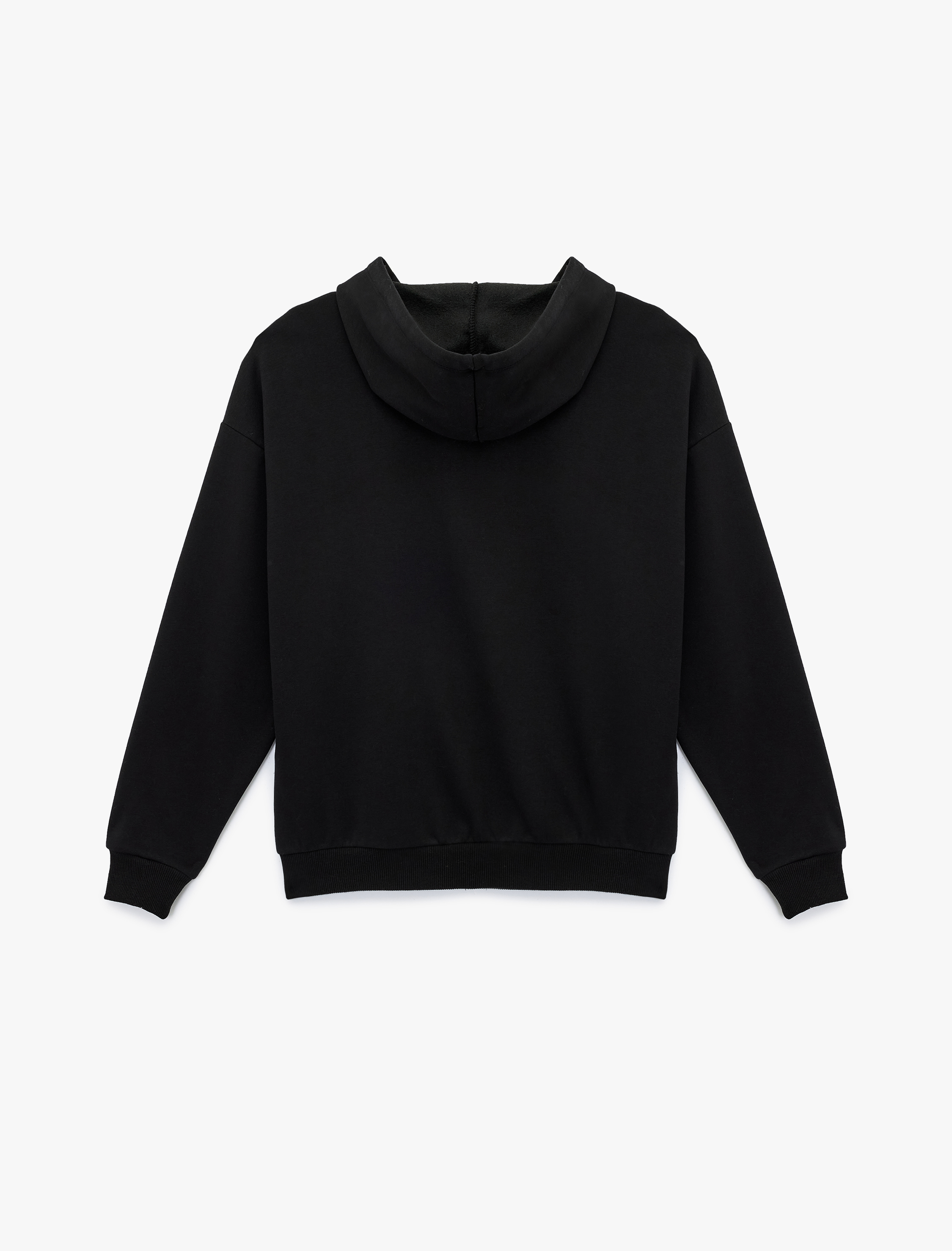   Cepli Kapüşonlu Fermuarlı Suni Süet Detaylı Oversize Taşlı Sweatshirt