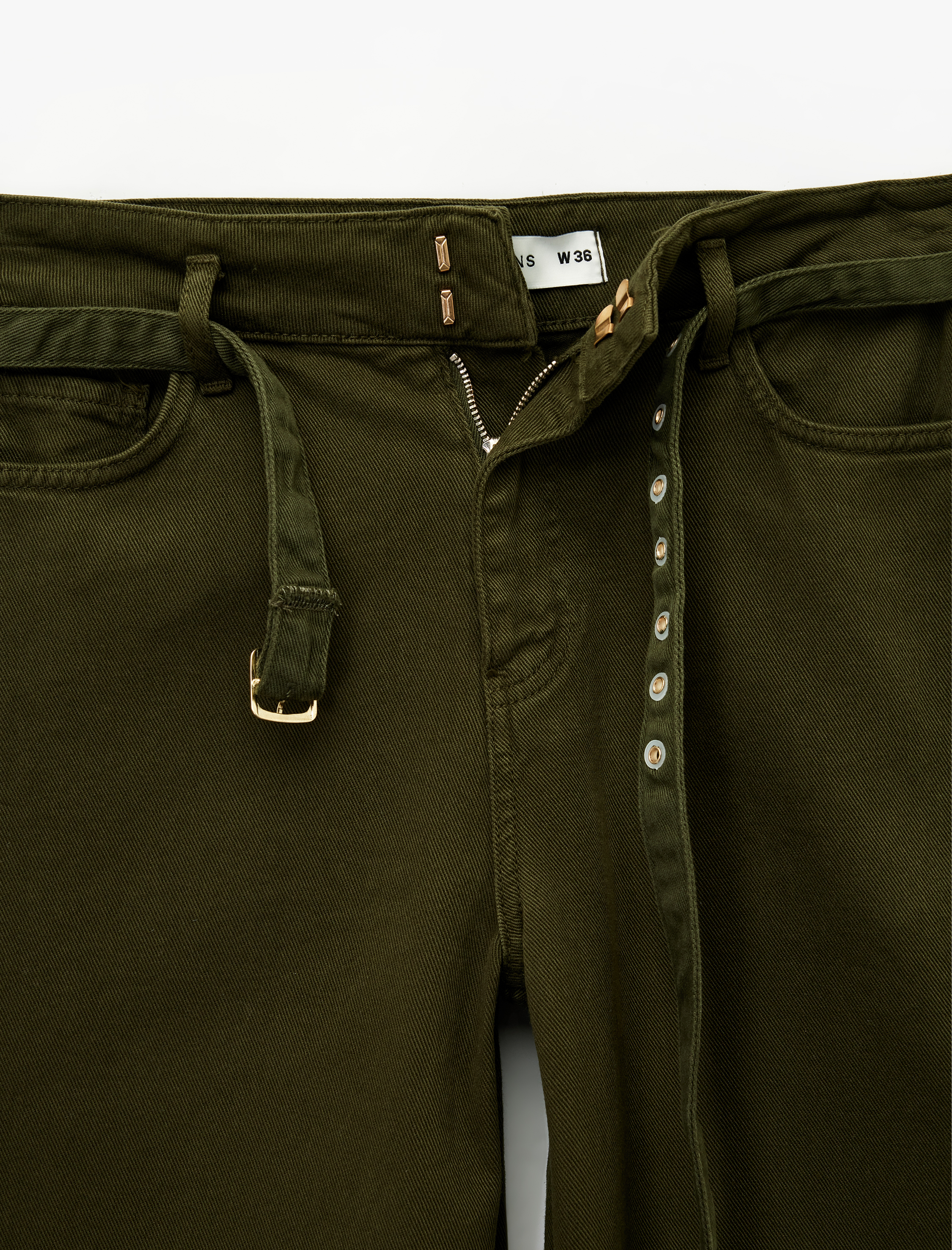   Cepli Pamuklu Kemer Detaylı Yüksek Bel Geniş Paça Pantolon - Wide Leg Jeans