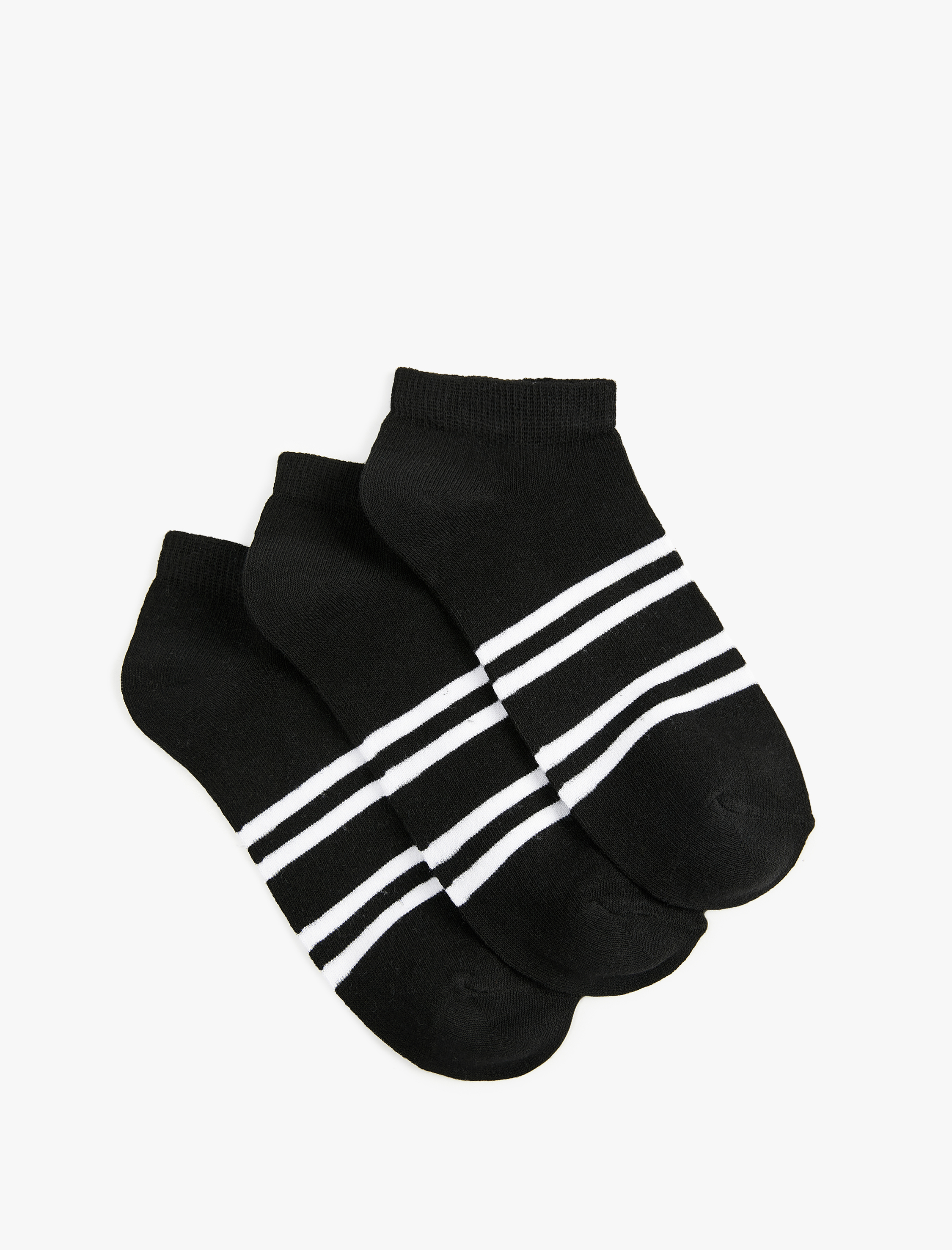  Erkek 3'lü Çizgili Patik Çorap Seti