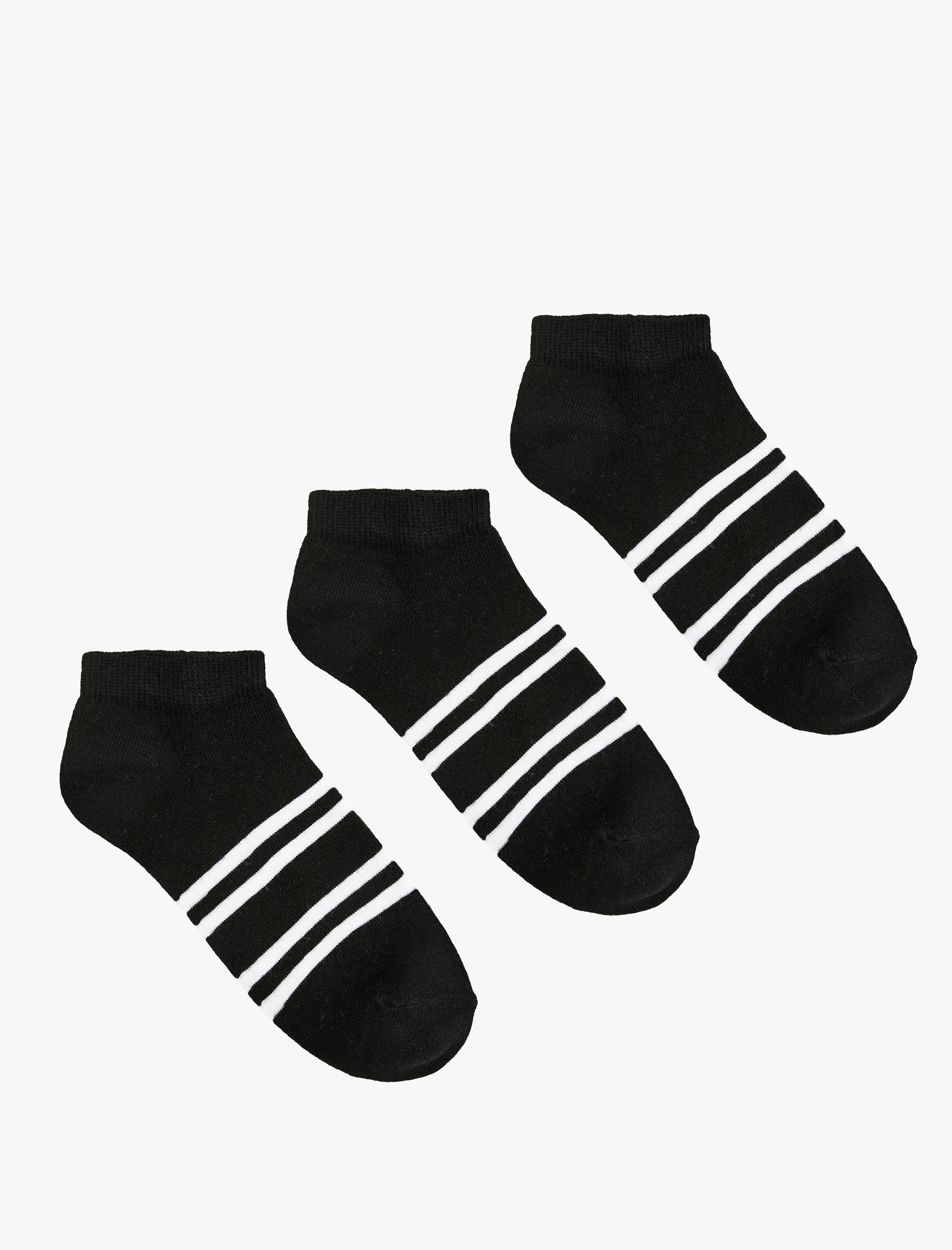  Erkek 3'lü Çizgili Patik Çorap Seti