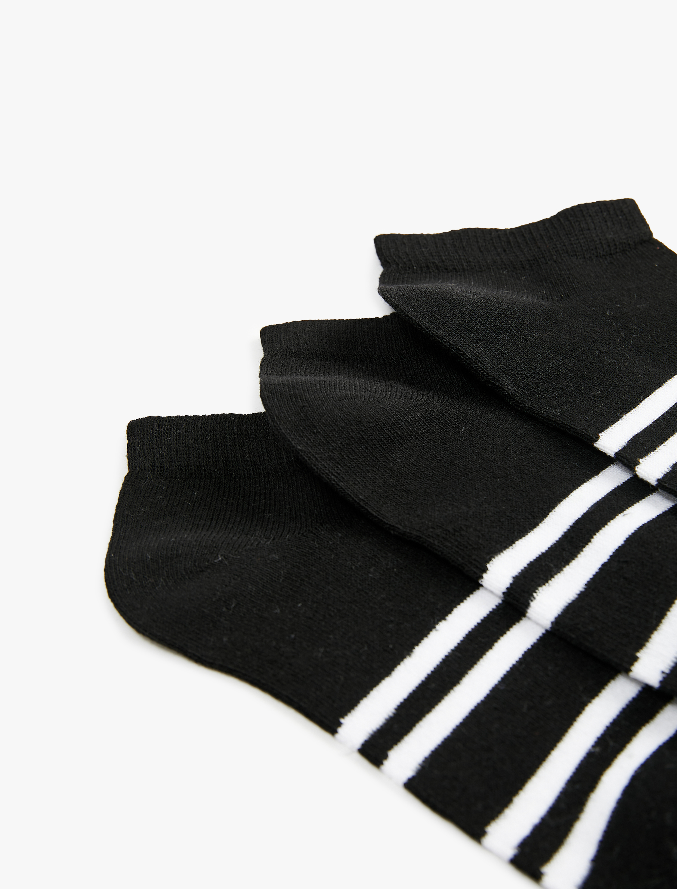  Erkek 3'lü Çizgili Patik Çorap Seti