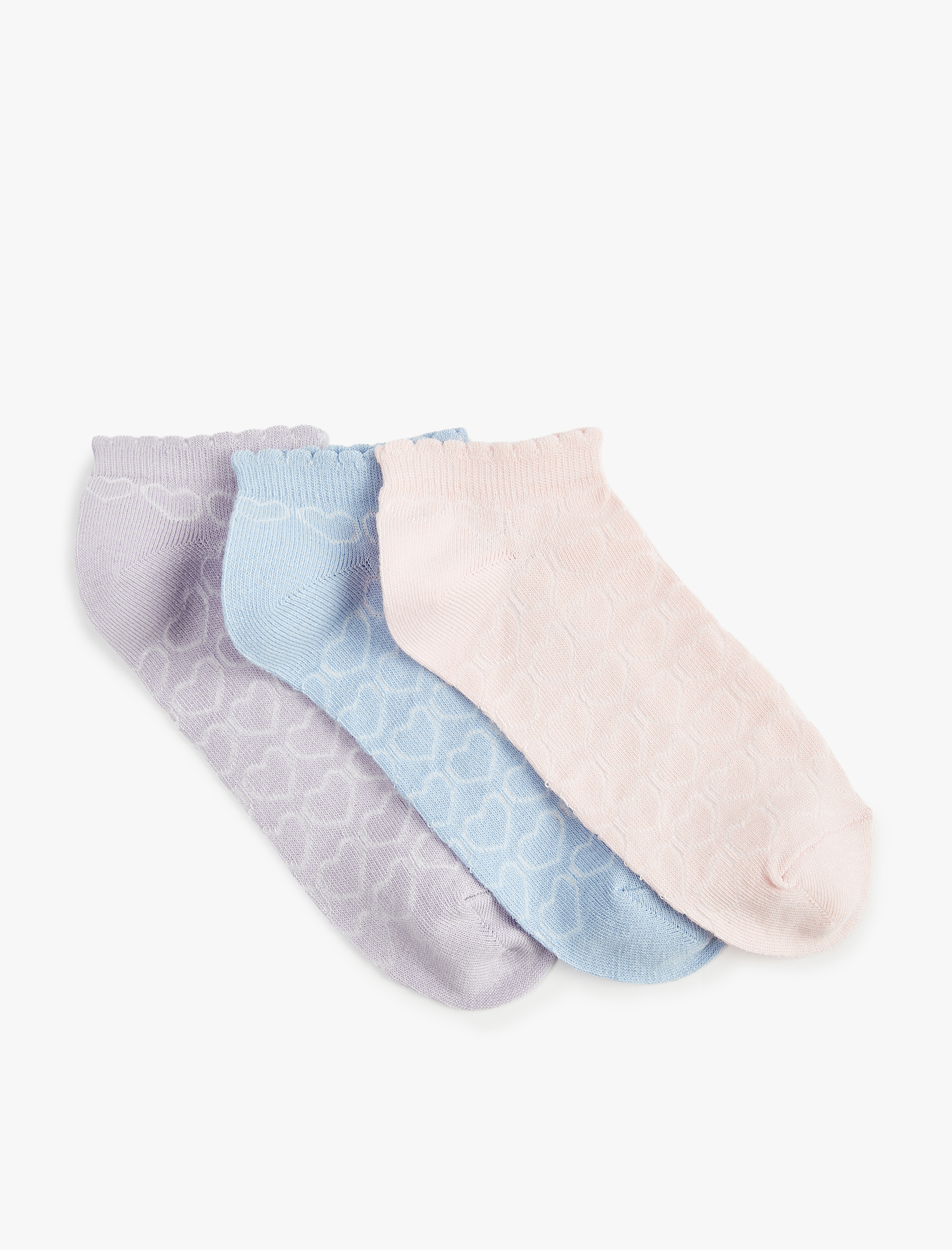  Kadın Kalpli 3'lü Patik Çorap Seti