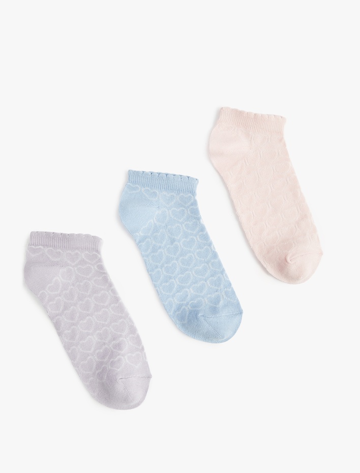 Kadın Kalpli 3'lü Patik Çorap Seti