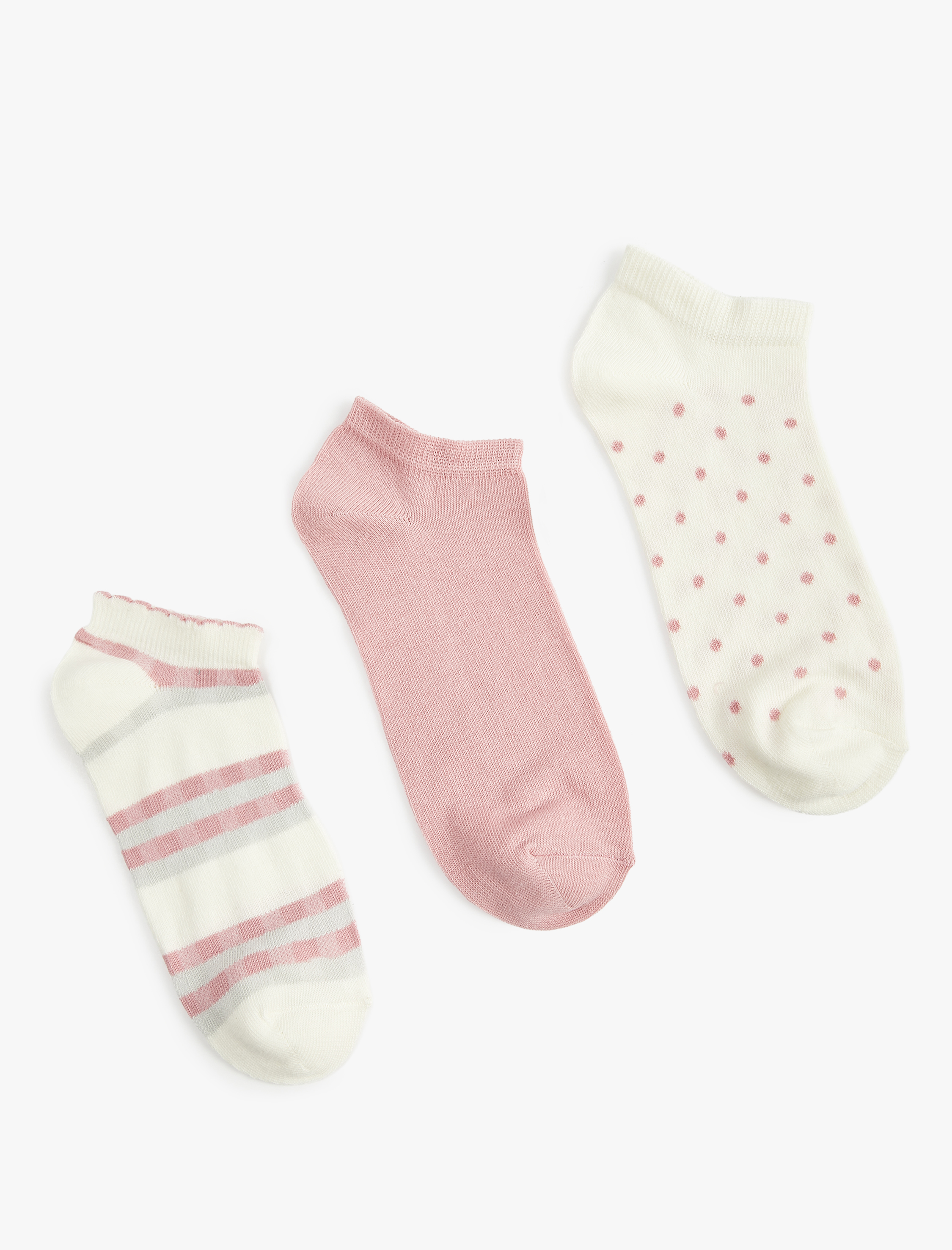  Kadın Çok Renkli 3'lü Patik Çorap Seti