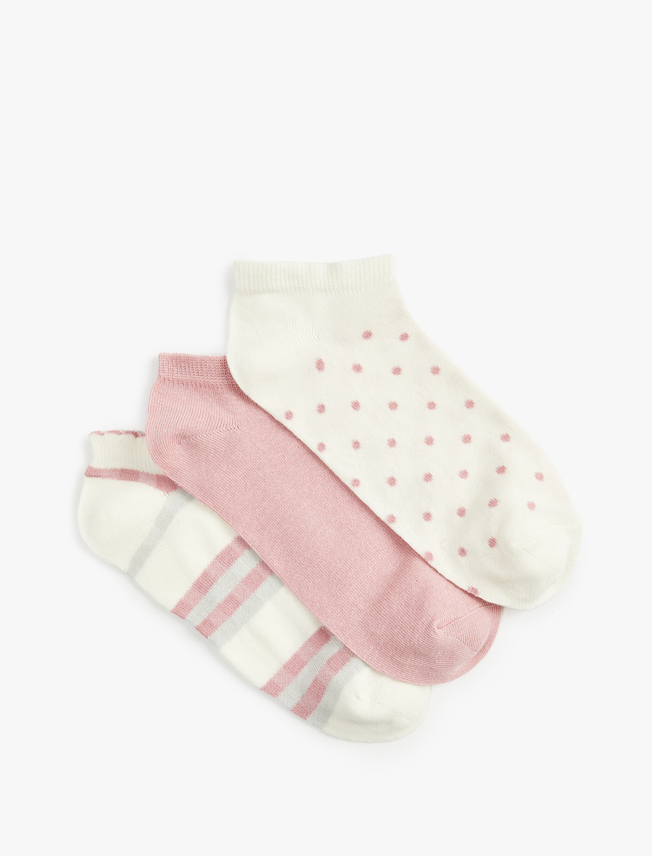  Kadın Çok Renkli 3'lü Patik Çorap Seti