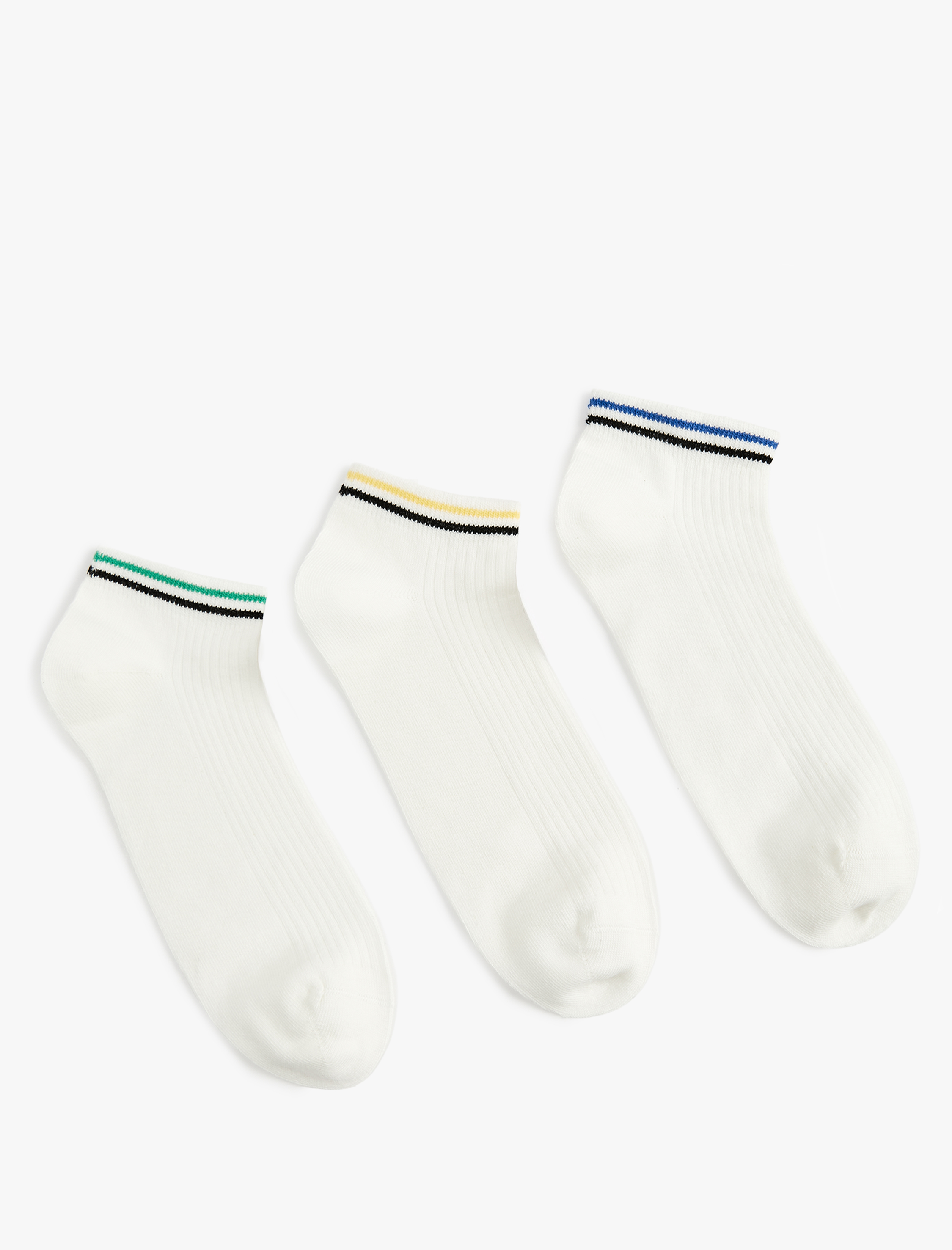  Erkek Çizgili 3'lü Patik Çorap Seti