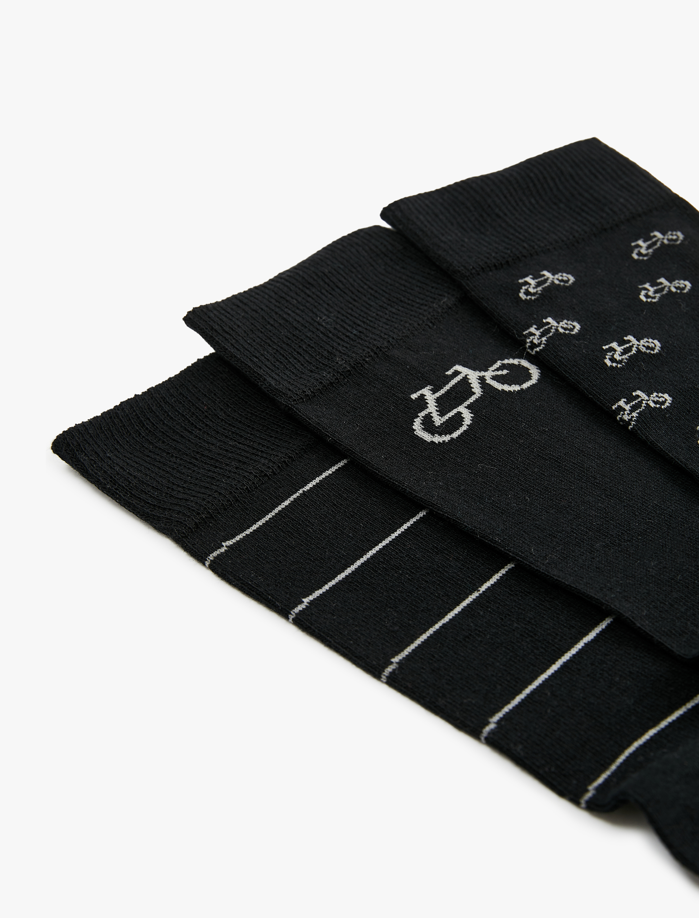  Erkek Bisiklet Desenli 3'lü Pamuklu Soket Çorap Seti