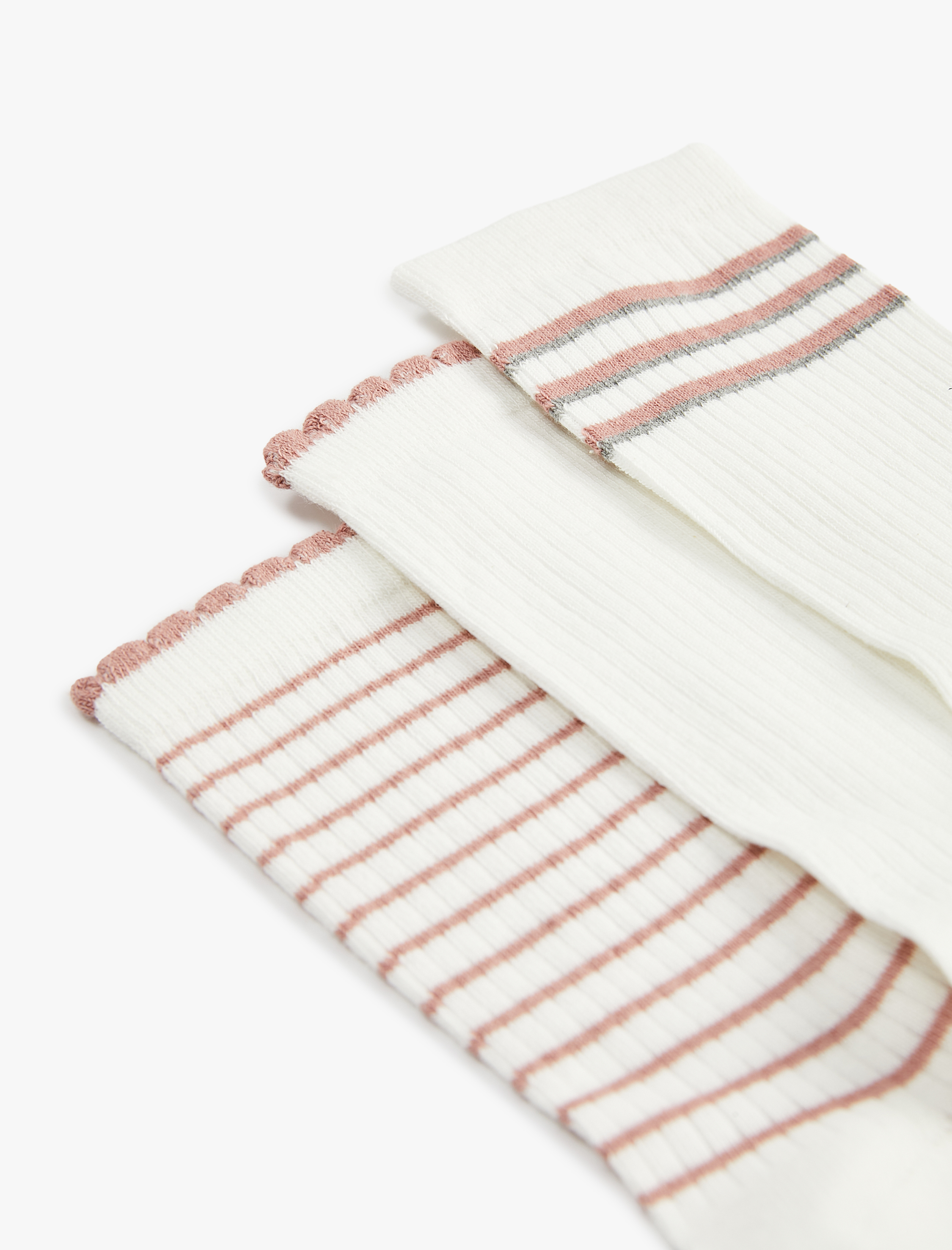  Kadın Pamuklu Çizgili 3'lü Soket Çorap Seti