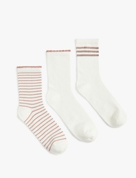 Pamuklu Çizgili 3'lü Soket Çorap Seti