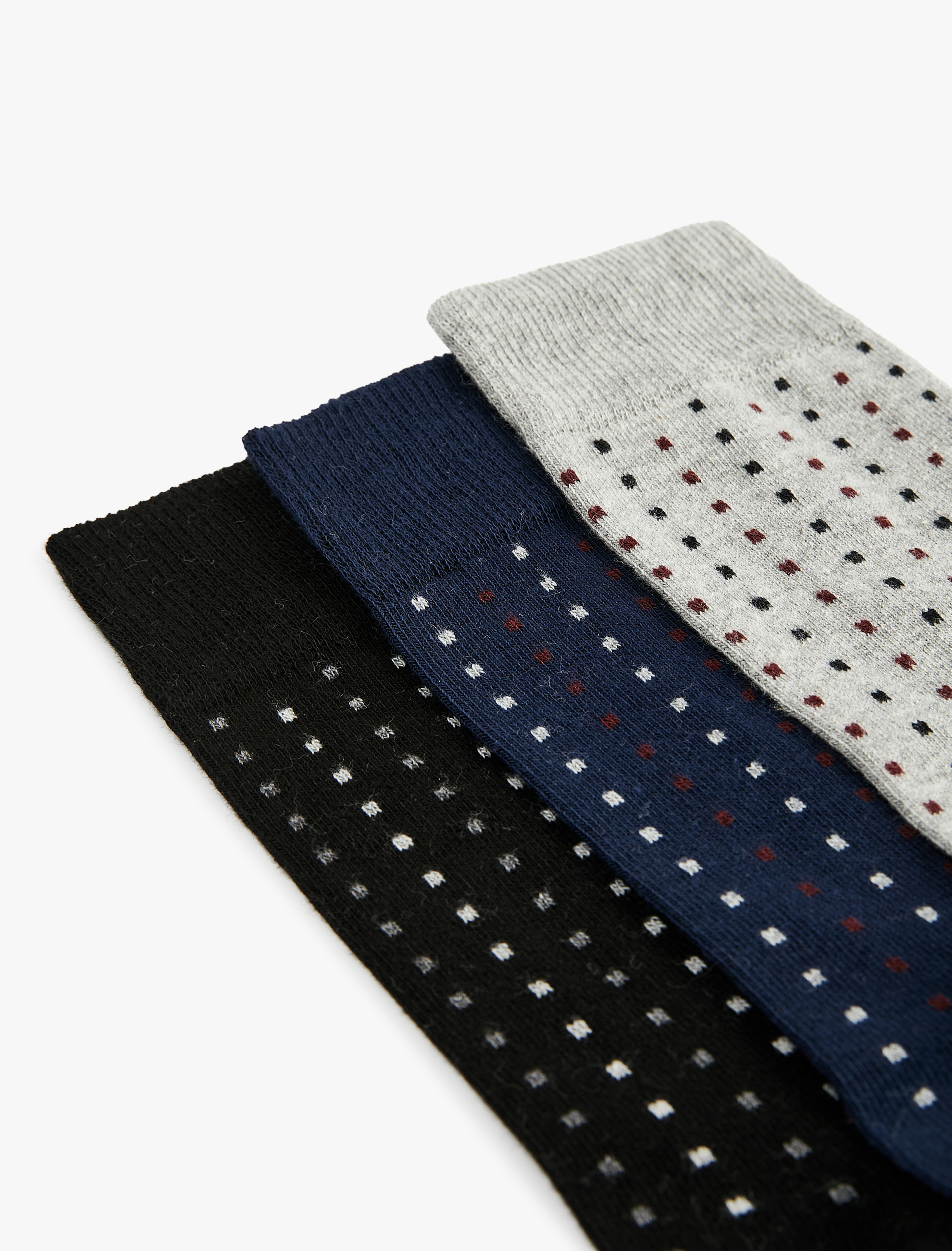  Erkek Pamuklu Puantiyeli 3'lü Soket Çorap Seti