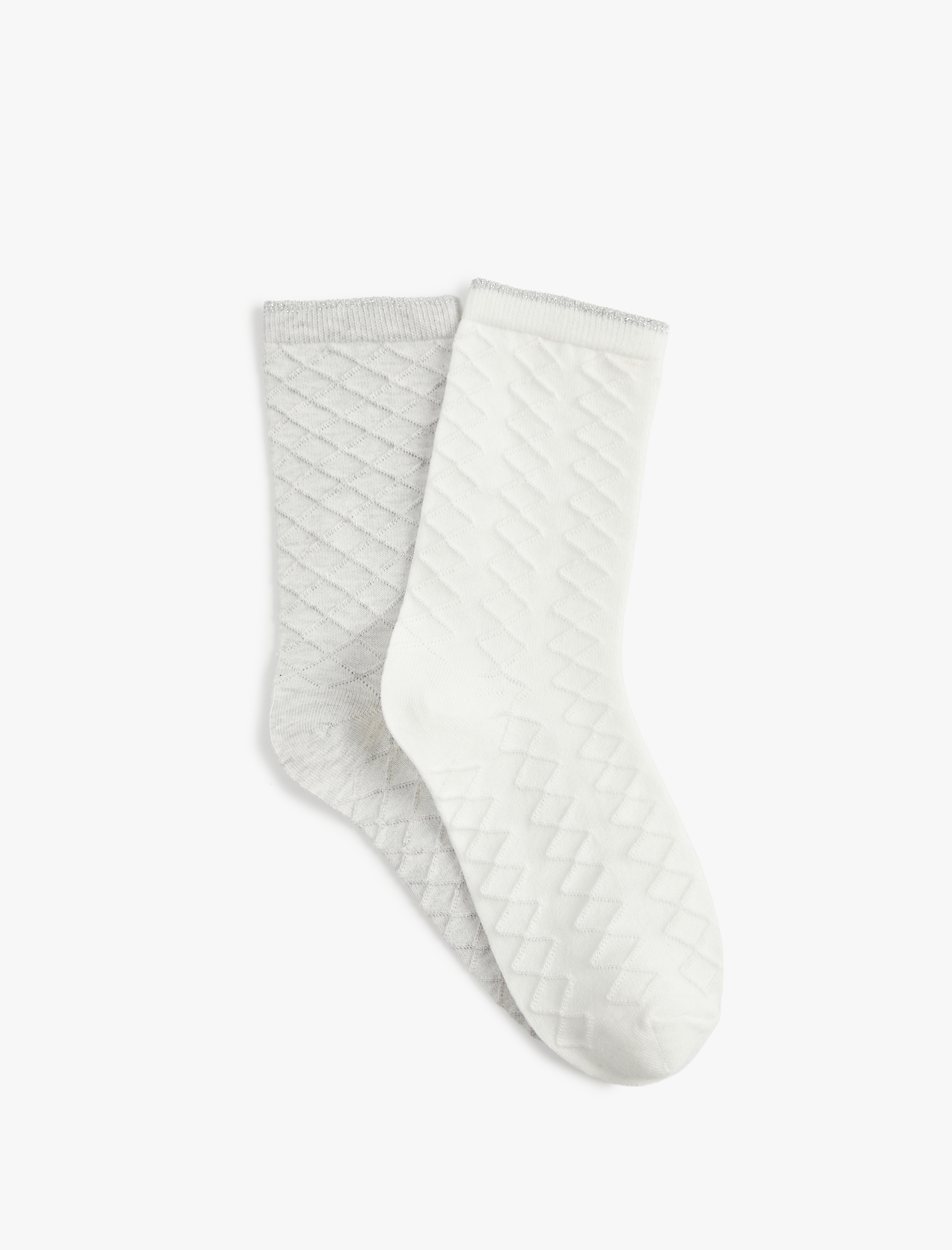  Kadın Dokulu Pamuklu Çizgili 2'li Soket Çorap Seti
