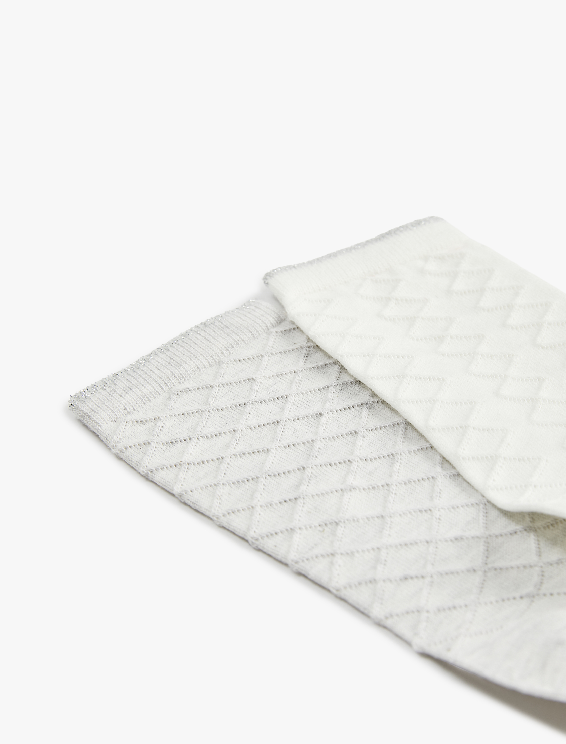  Kadın Dokulu Pamuklu Çizgili 2'li Soket Çorap Seti