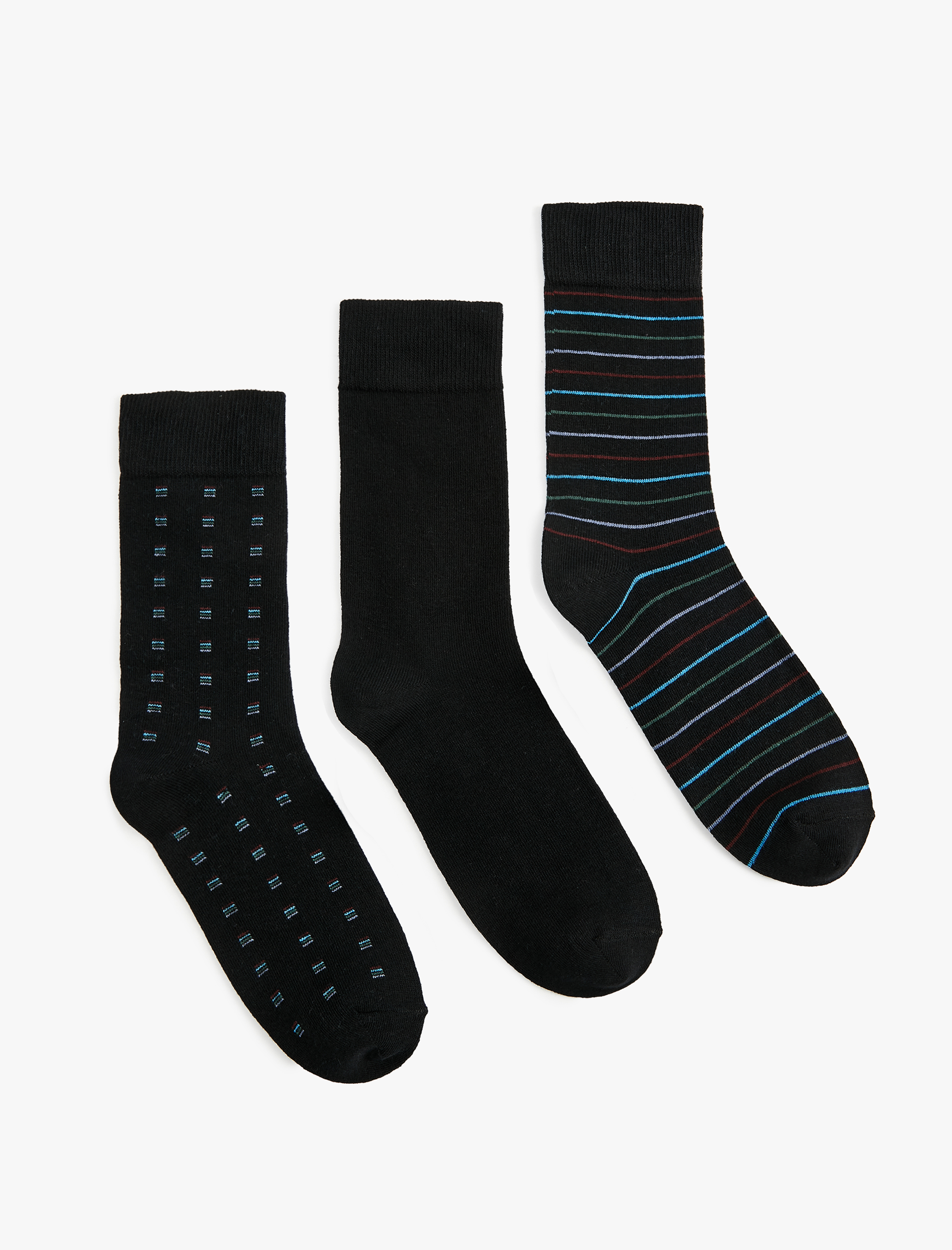  Erkek Pamuklu Desenli 3'lü Soket Çorap Seti