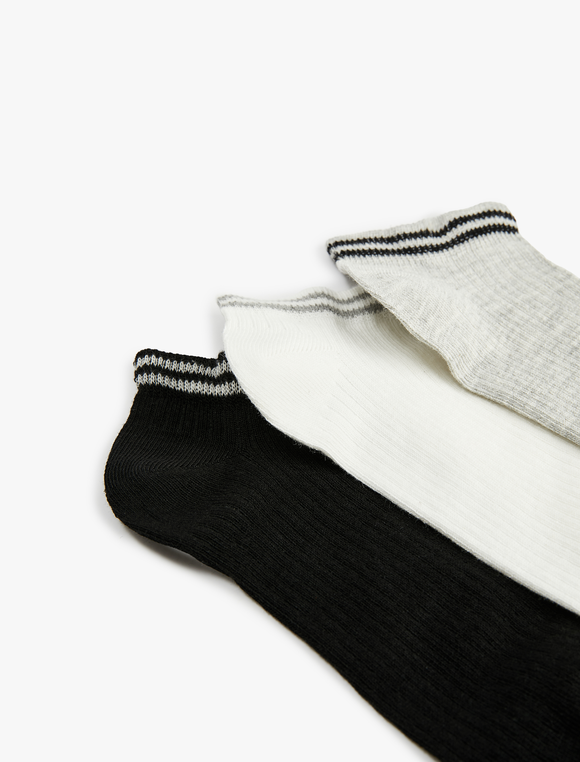 Kadın Pamuklu Çizgili 3'lü Patik Çorap Seti