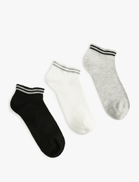 Pamuklu Çizgili 3'lü Patik Çorap Seti