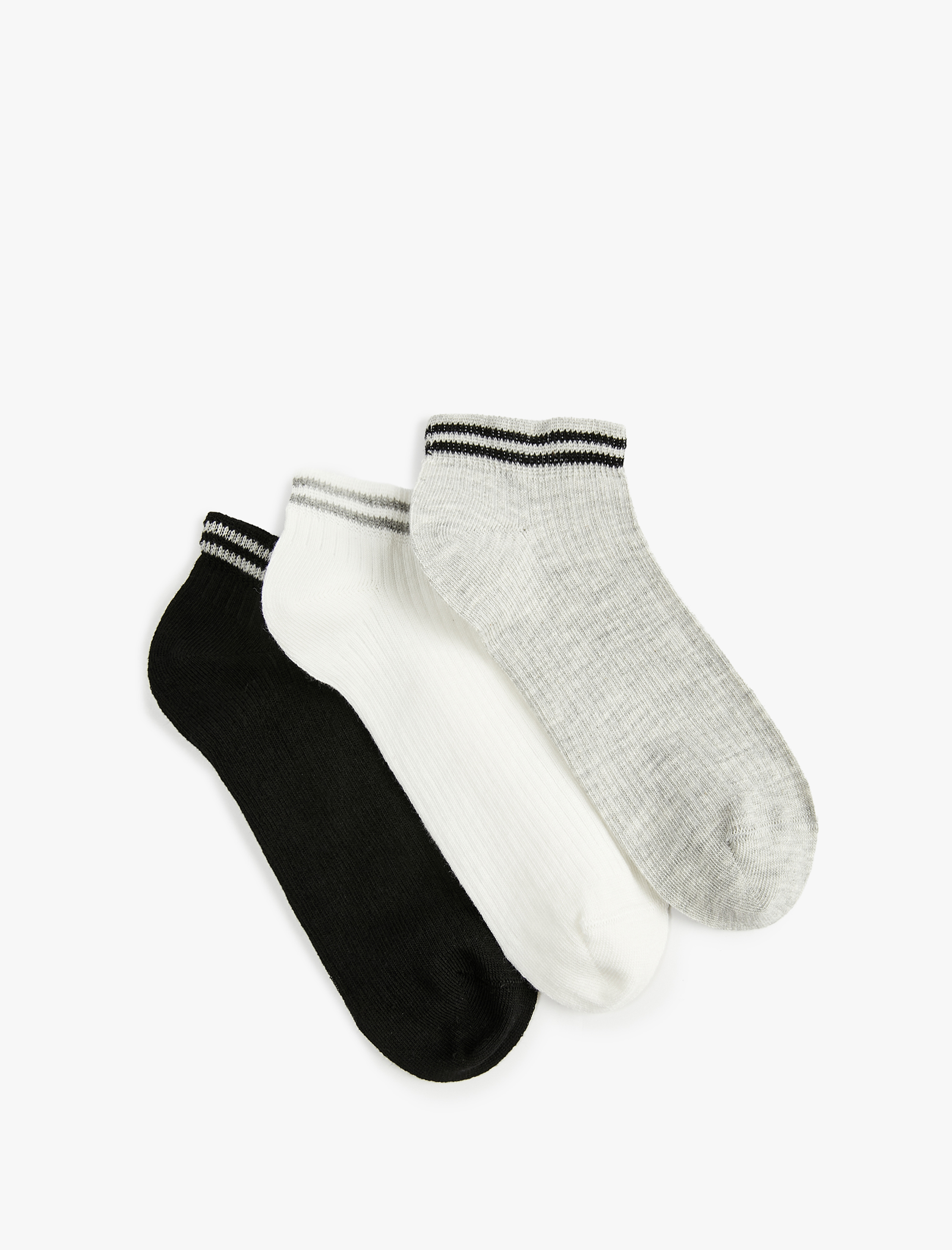 Kadın Pamuklu Çizgili 3'lü Patik Çorap Seti