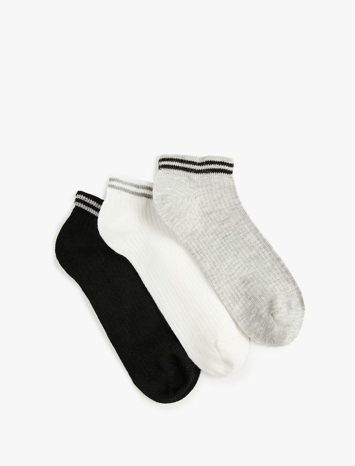 Kadın Pamuklu Çizgili 3'lü Patik Çorap Seti