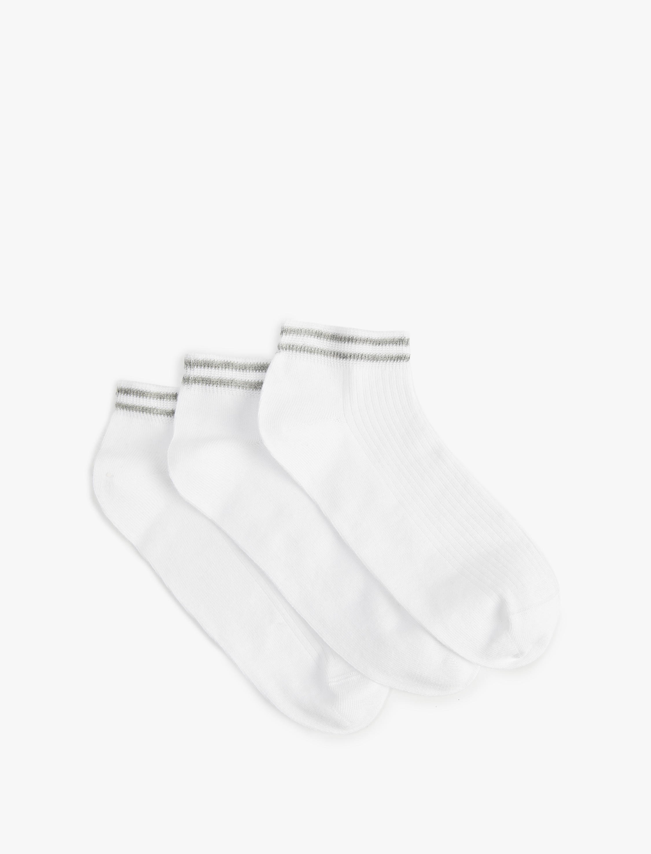  Erkek Çizgili Pamuklu 3'lü Patik Çorap Seti