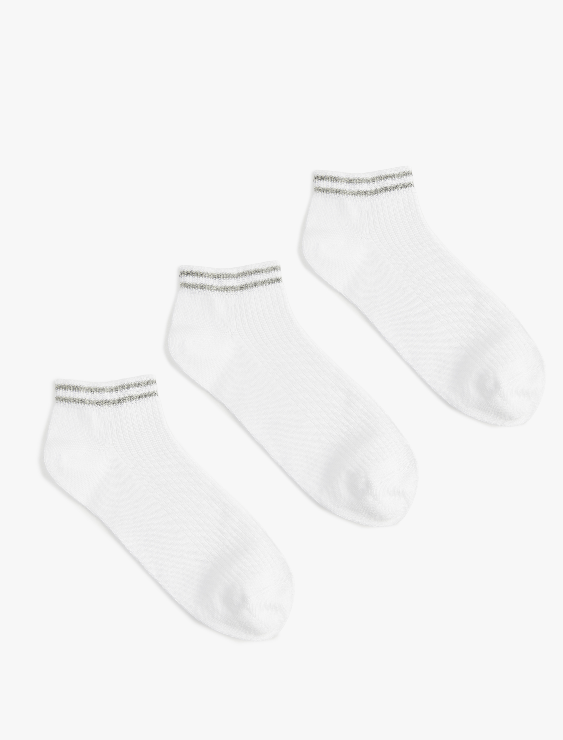  Erkek Çizgili Pamuklu 3'lü Patik Çorap Seti